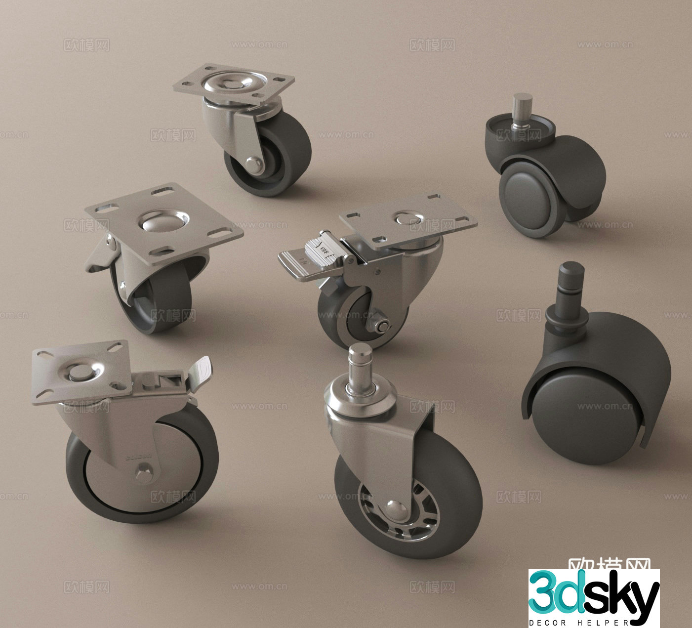 wheel pulley roller swivel wheel 3d model
