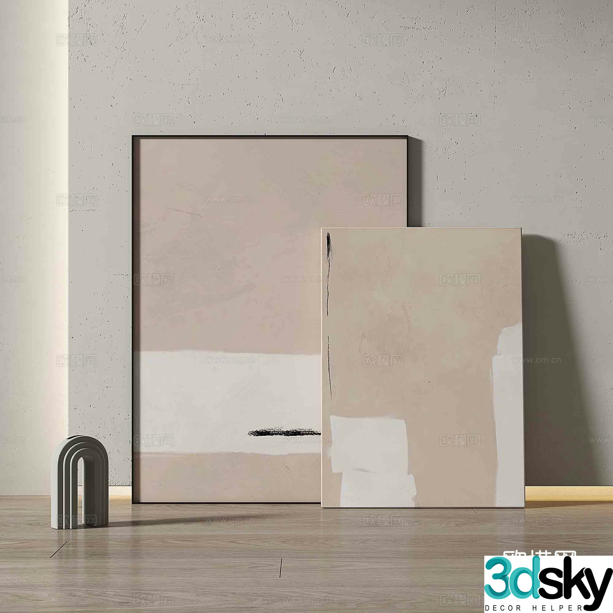 Modern texture painting decorative painting 3d model