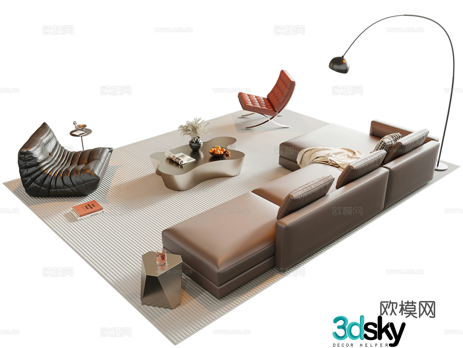 Italian sectional sofa 3d model