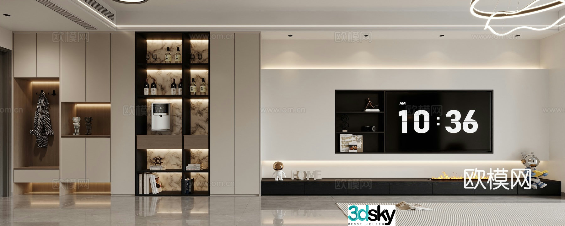 Modern TV background wall 3d model