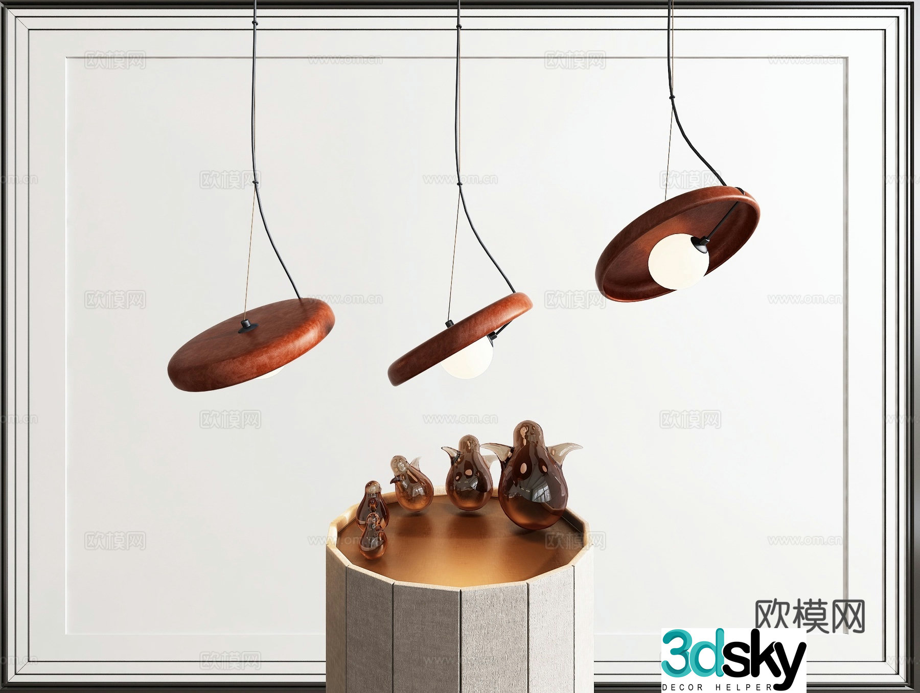 Medieval style bedside chandelier 3d model