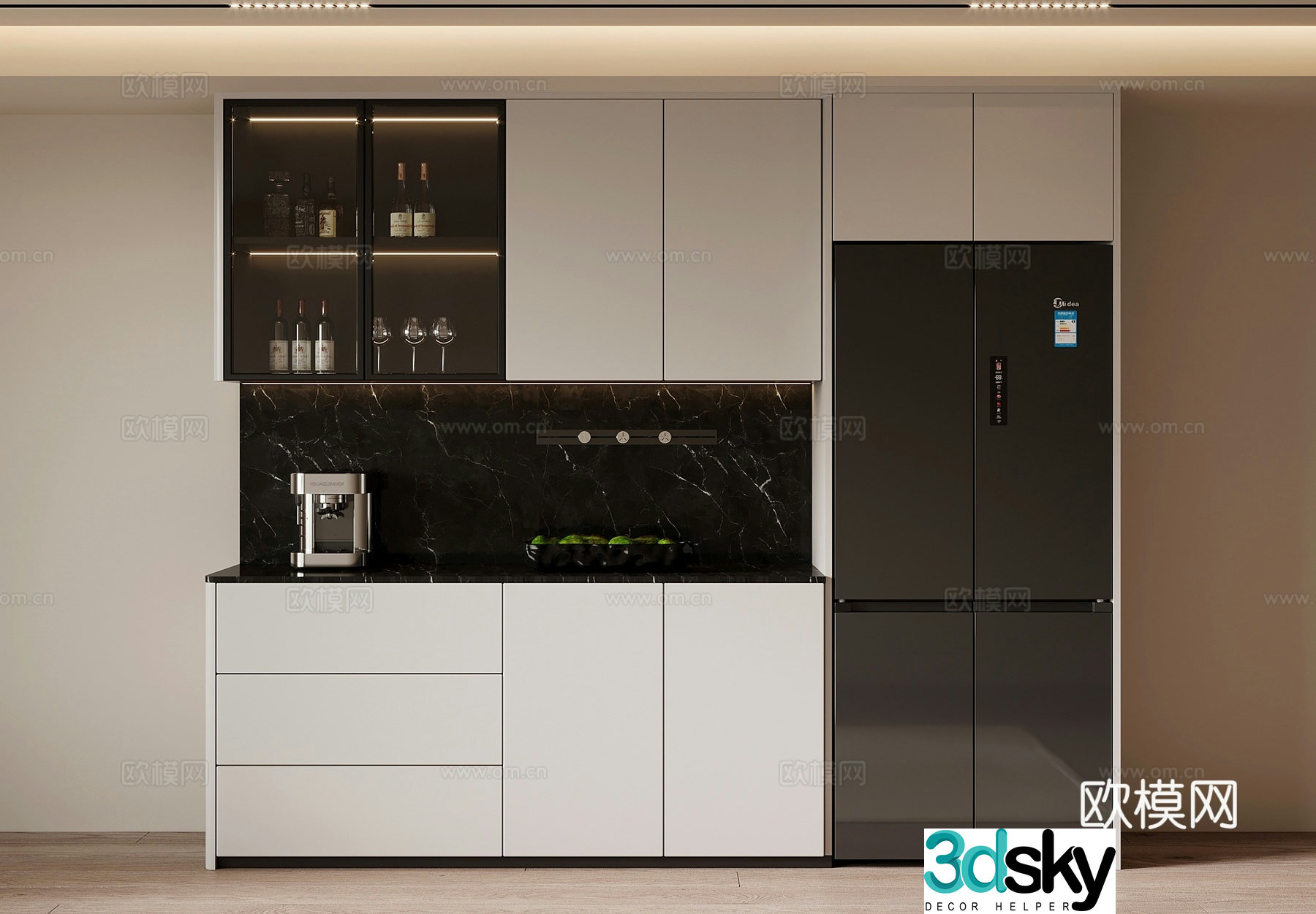 Modern minimalist wine cabinet sideboard 3d model