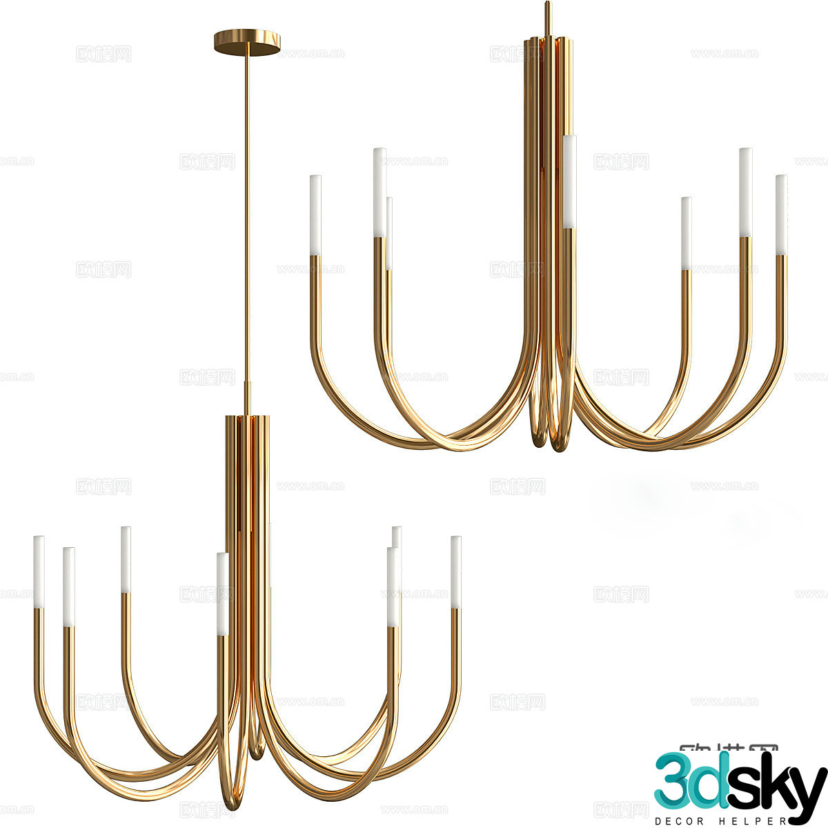 Light luxury hall chandelier 3D model
