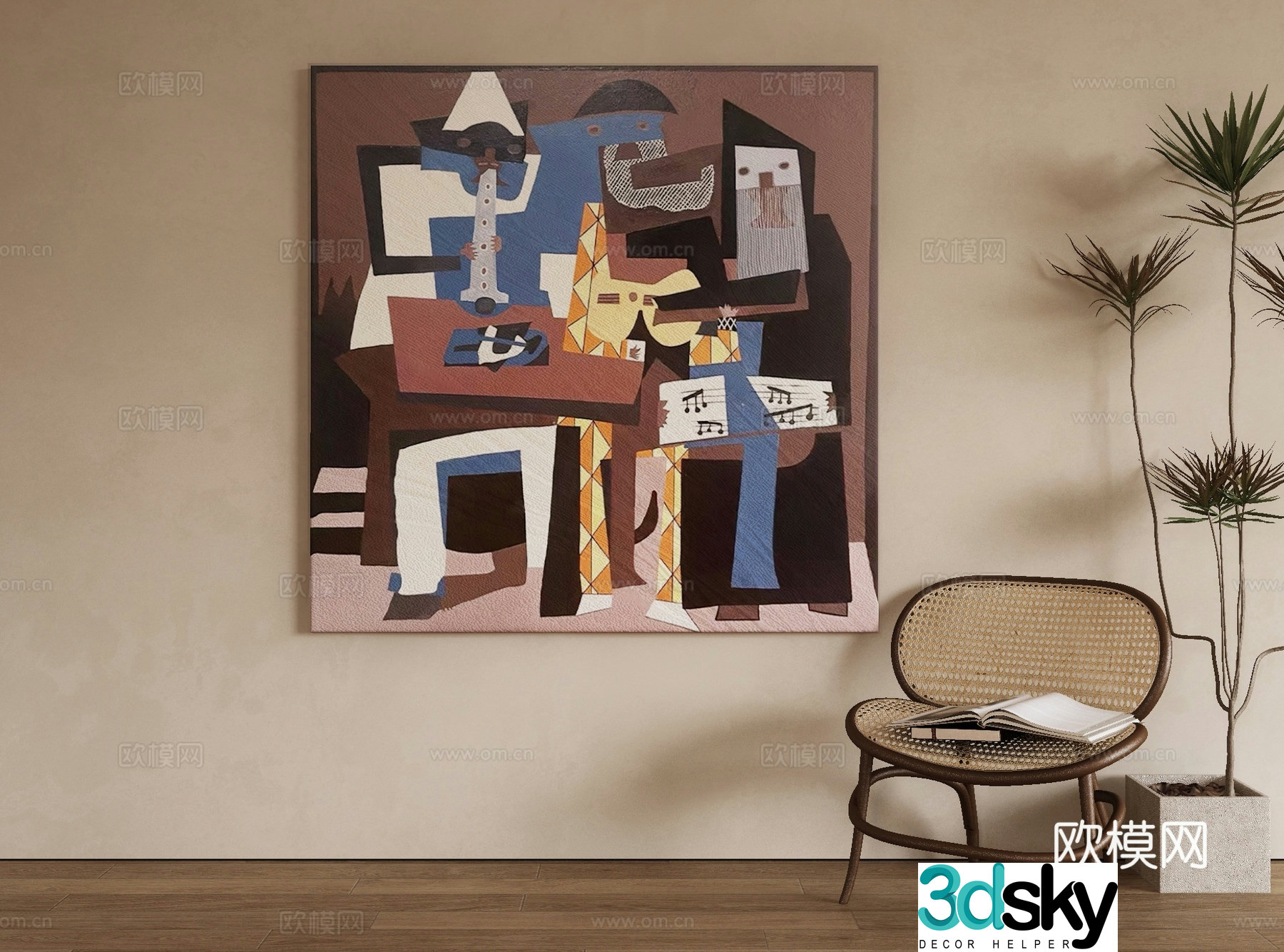 Modern abstract painting decorative painting 3d model