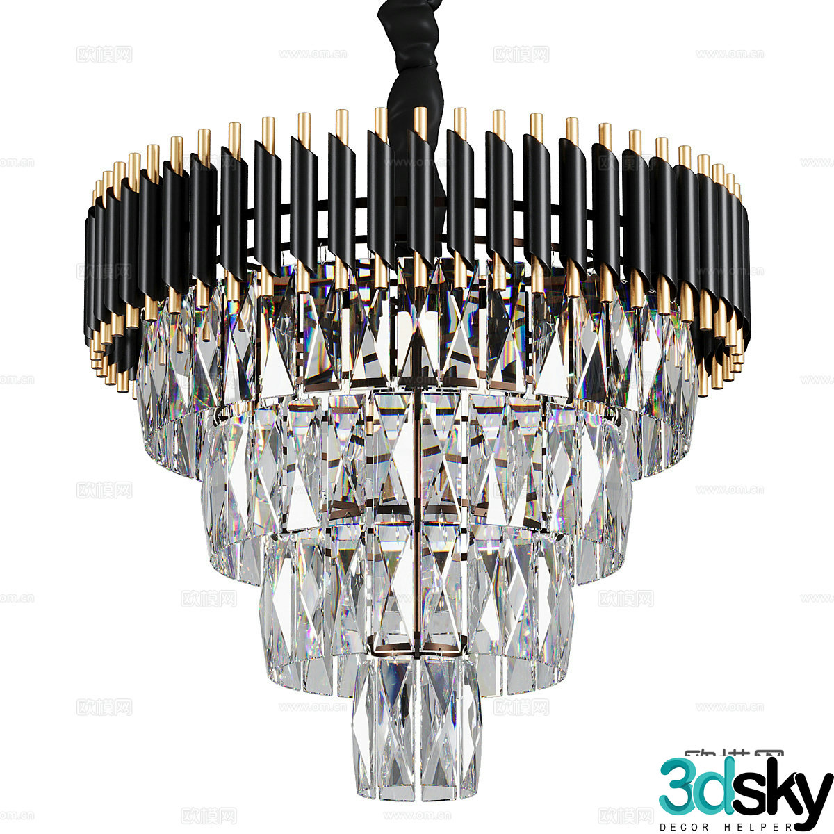 Multi-layer crystal chandelier 3d model