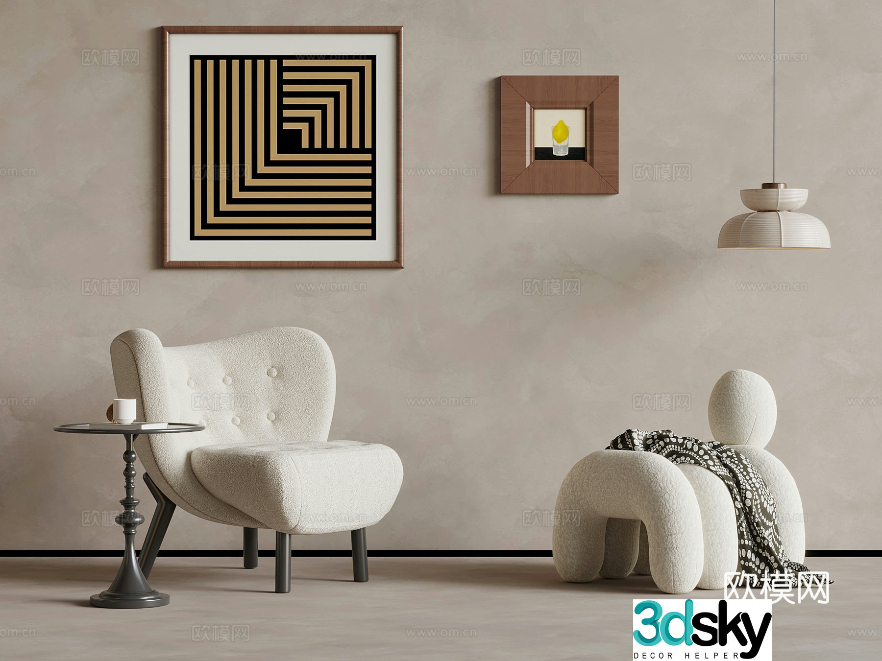 French retro leisure chair chair 3d model