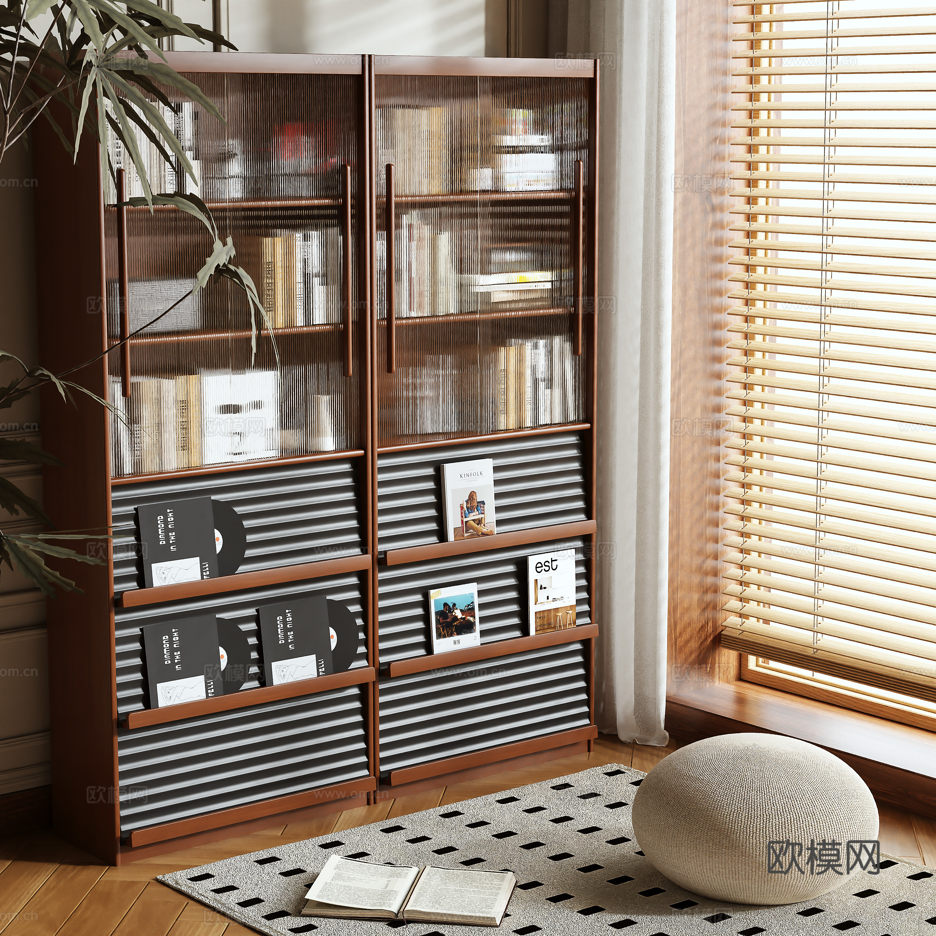 Medieval style bookcase magazine cabinet 3d model