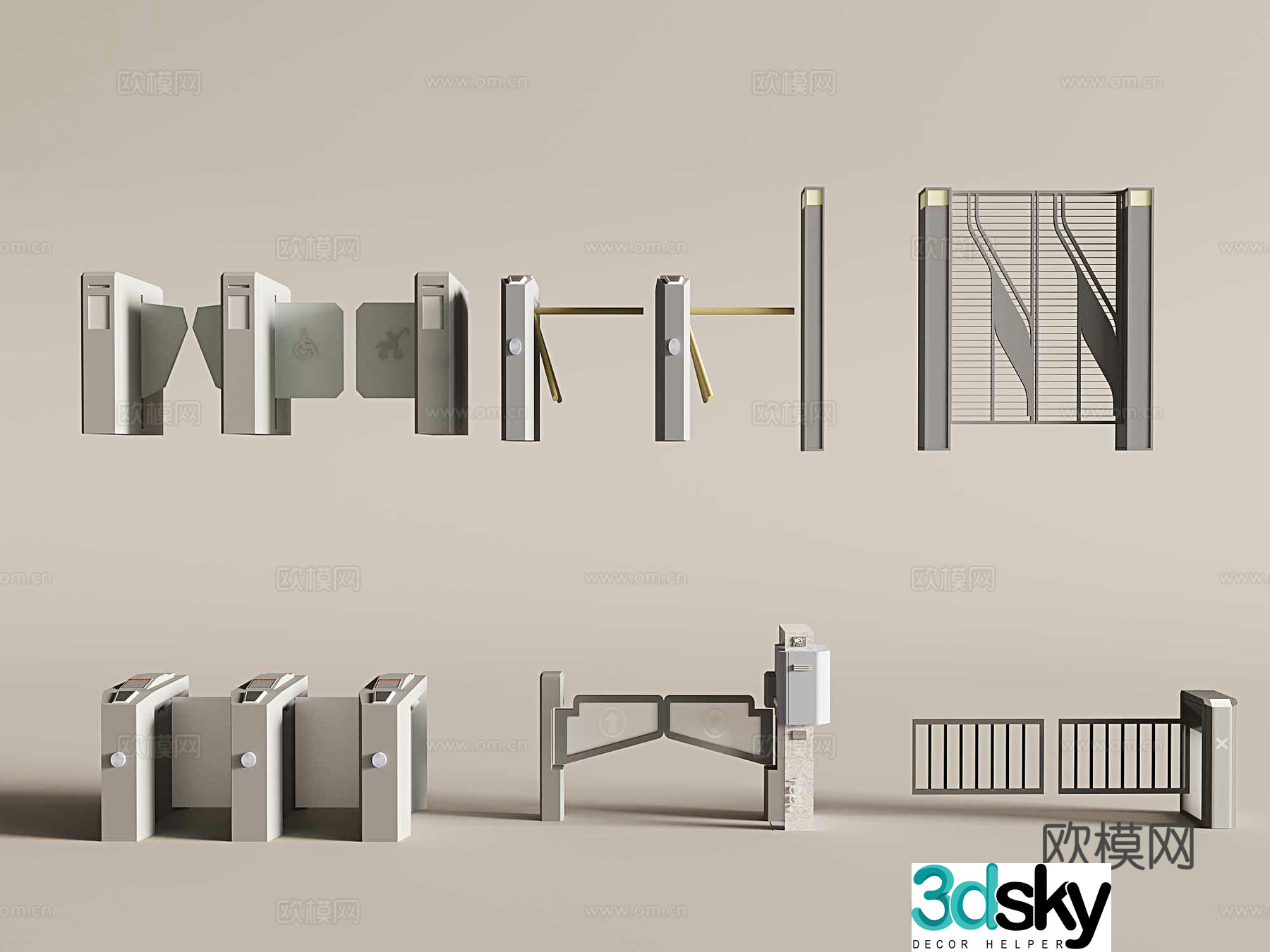 Modern gate security checkpoint automatic door 3d model