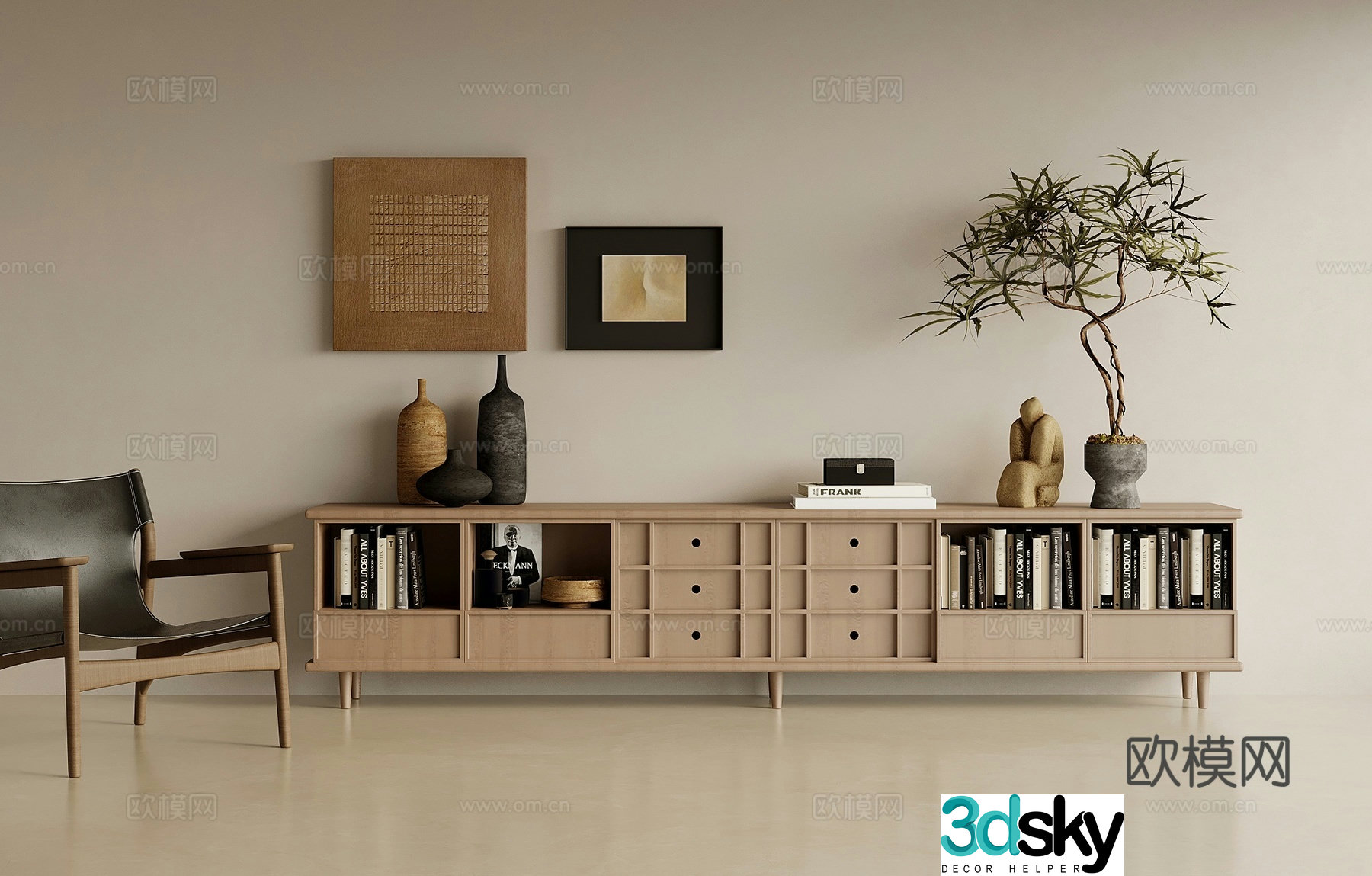 Medieval style low cabinet TV cabinet base cabinet 3D model