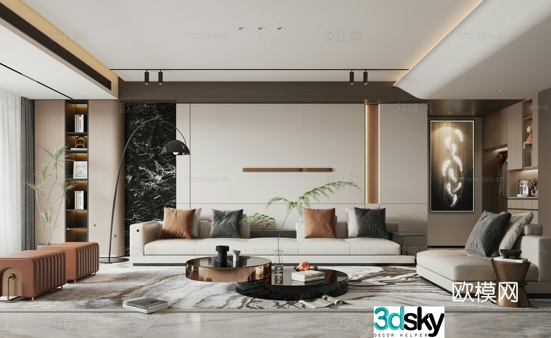Light luxury living room 3D model