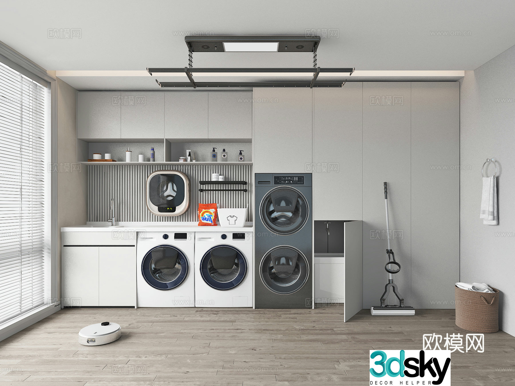 Modern balcony washing machine cabinet 3d model