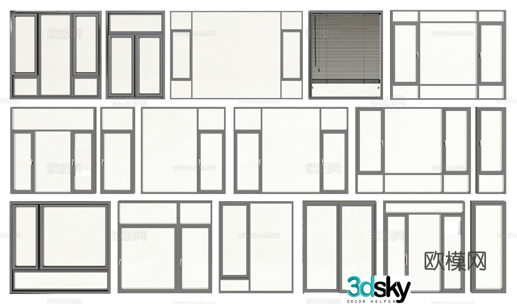 Modern aluminum alloy windows casement windows floor-to-ceiling windows 3d model