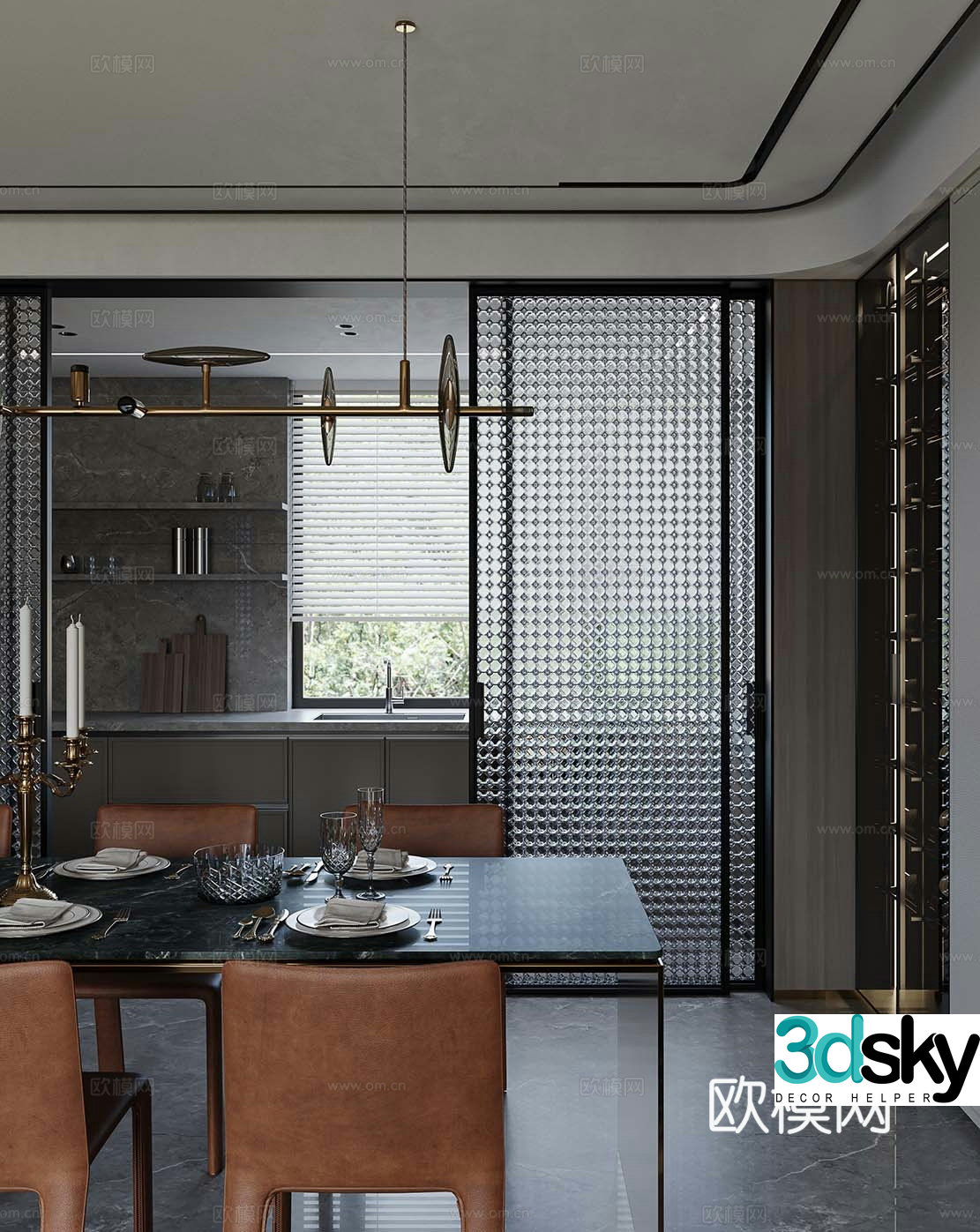Italian dining table and chairs 3d model