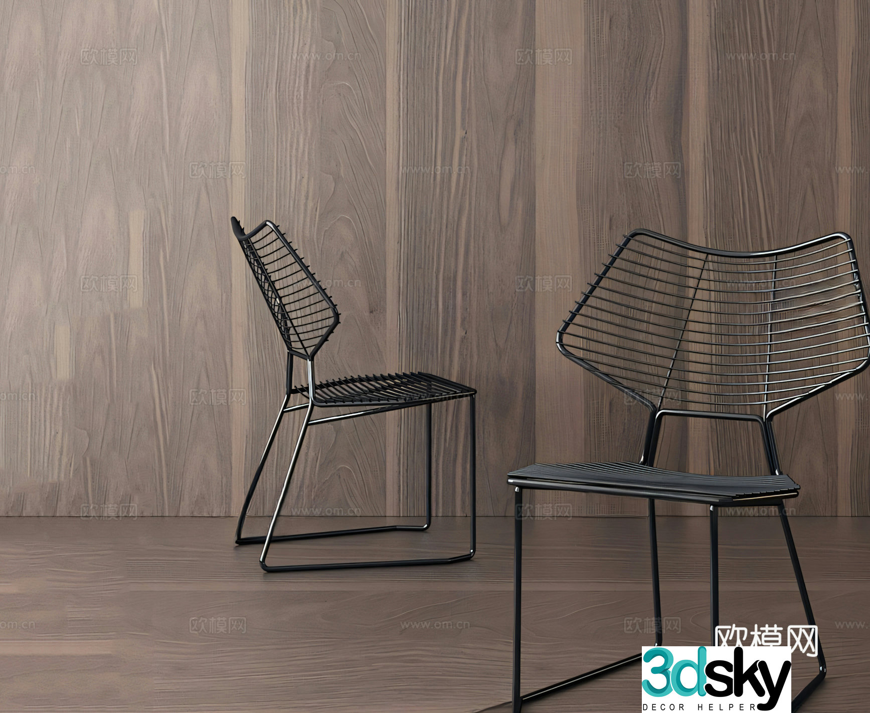 Modern single chair dining chair negotiation chair metal chair 3D model