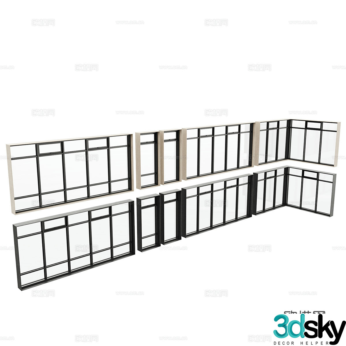 windows casement windows floor-to-ceiling windows 3d model