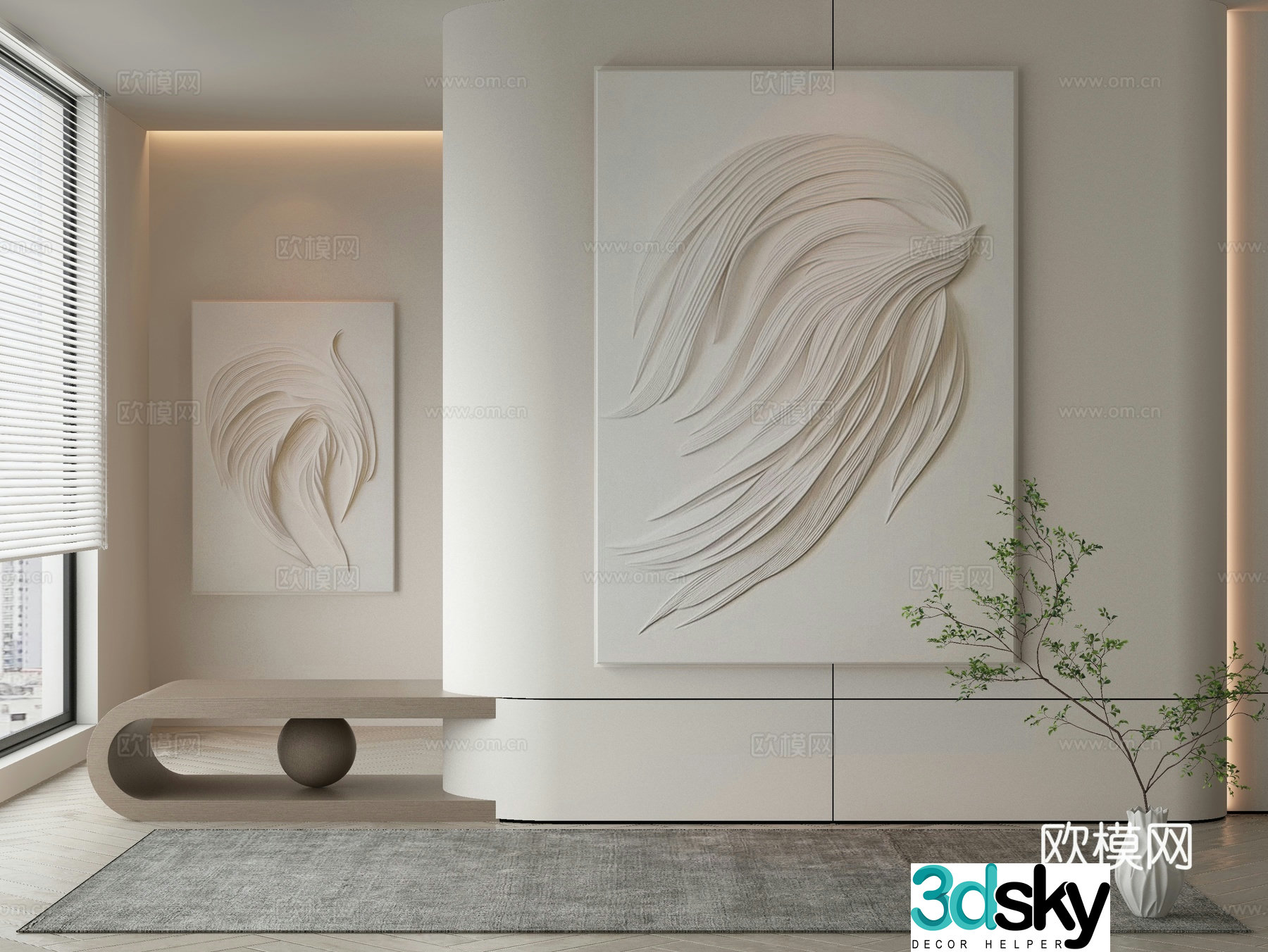 Modern texture painting decorative painting 3d model