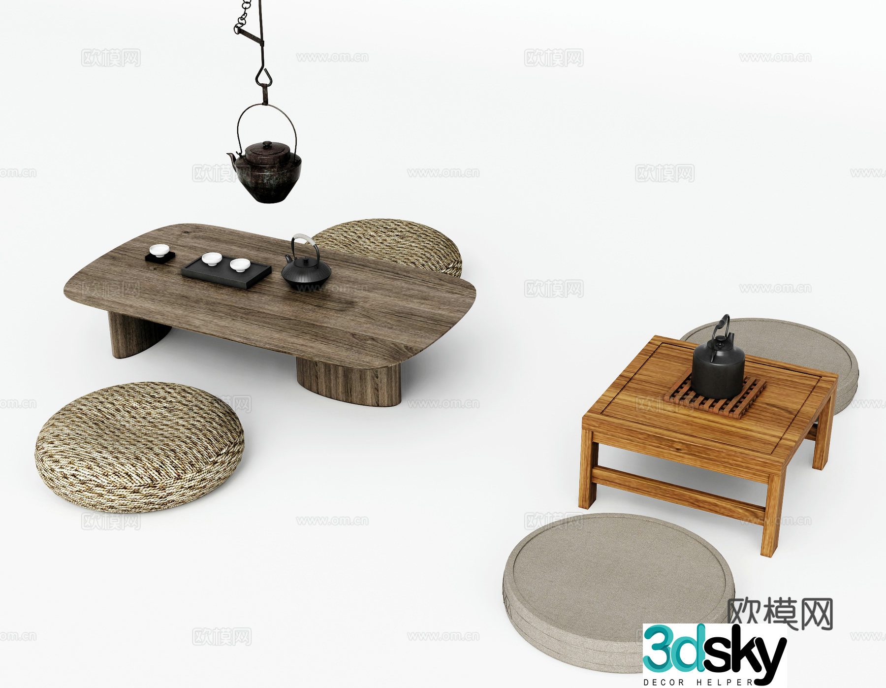 Chinese style tatami tea table 3d model
