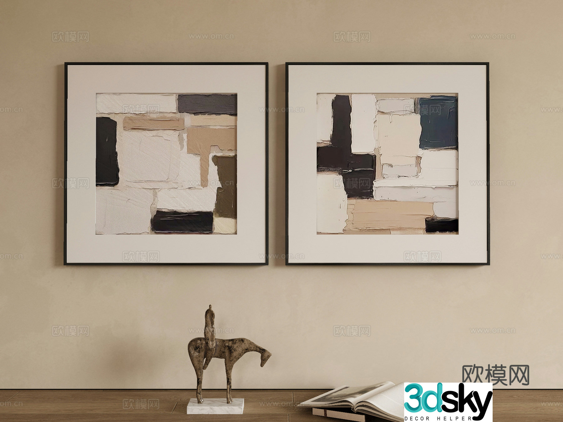Modern texture painting decorative painting 3d model