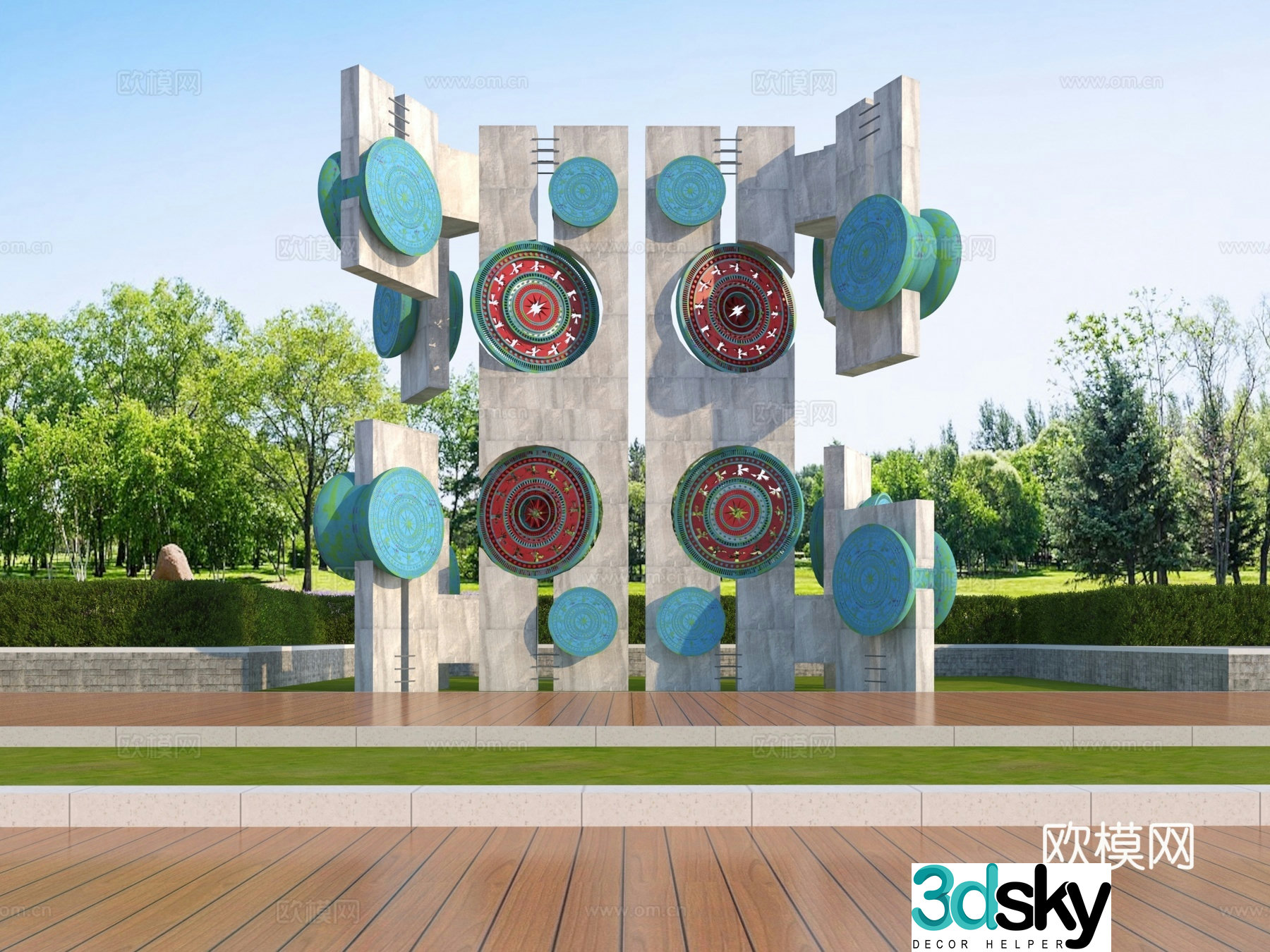 Modern landscape sketch Bronze Drum Culture 3D model