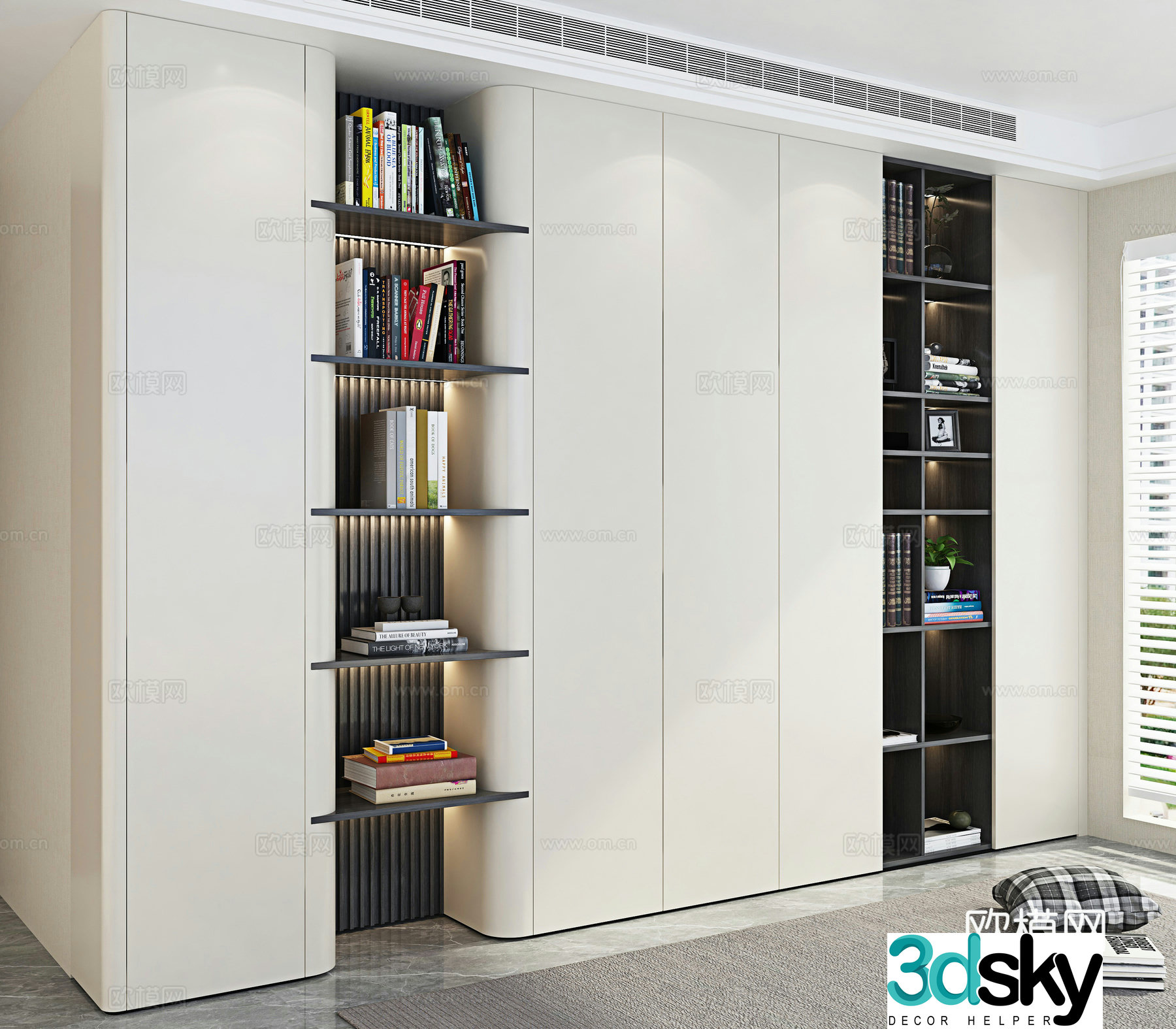 Modern bookcase 3d model