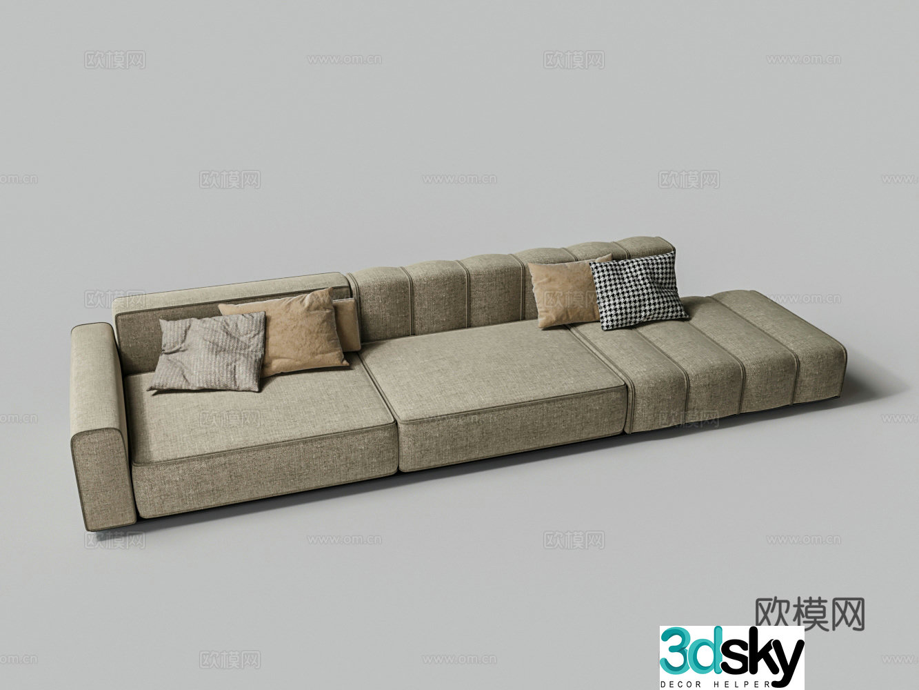 Modern three-person sofa multi-person sofa 3d model