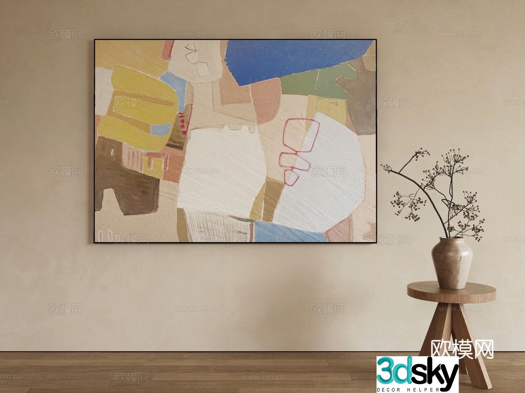 Modern texture painting decorative painting 3d model