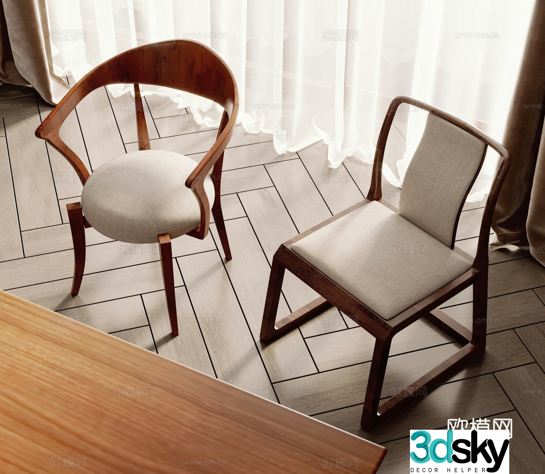 Medieval style single chair dining chair 3d model
