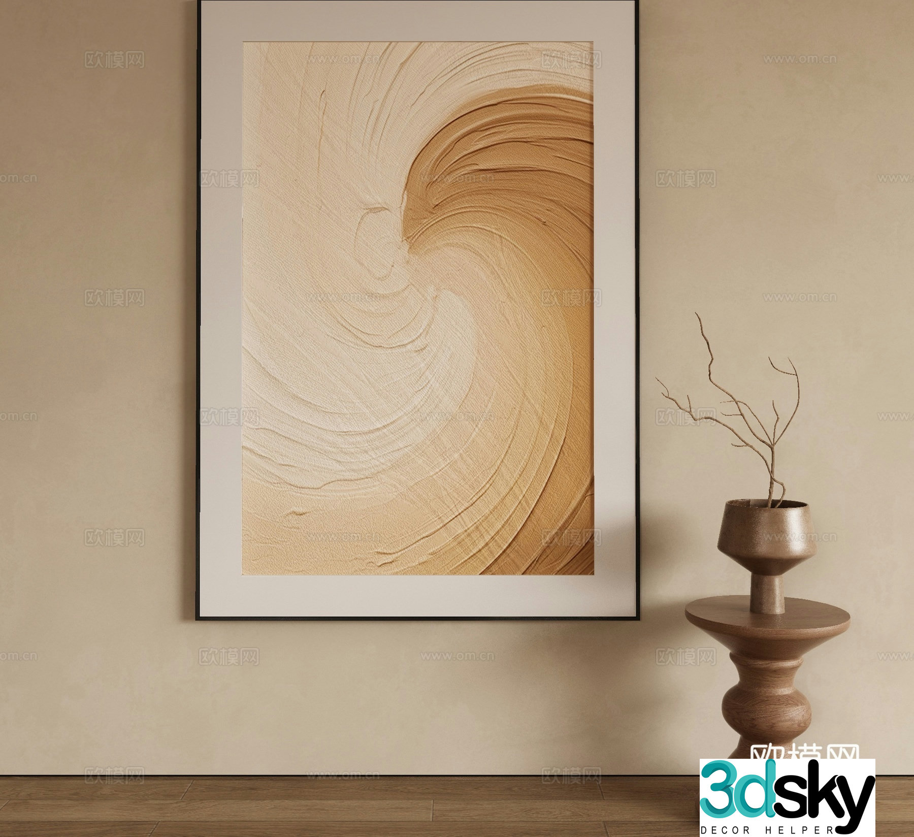 Modern texture painting decorative painting 3d model