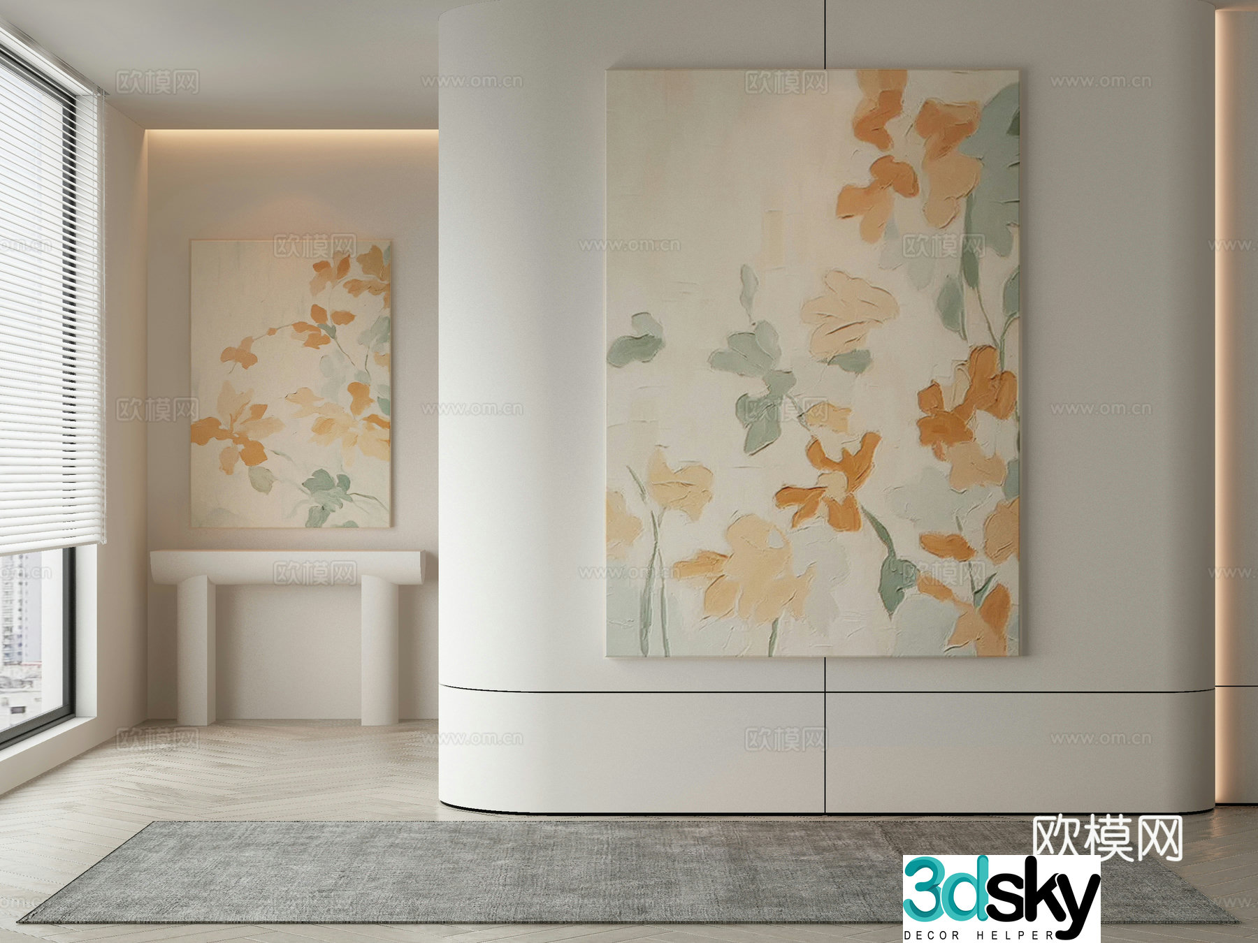 Modern flower painting decorative painting 3d model