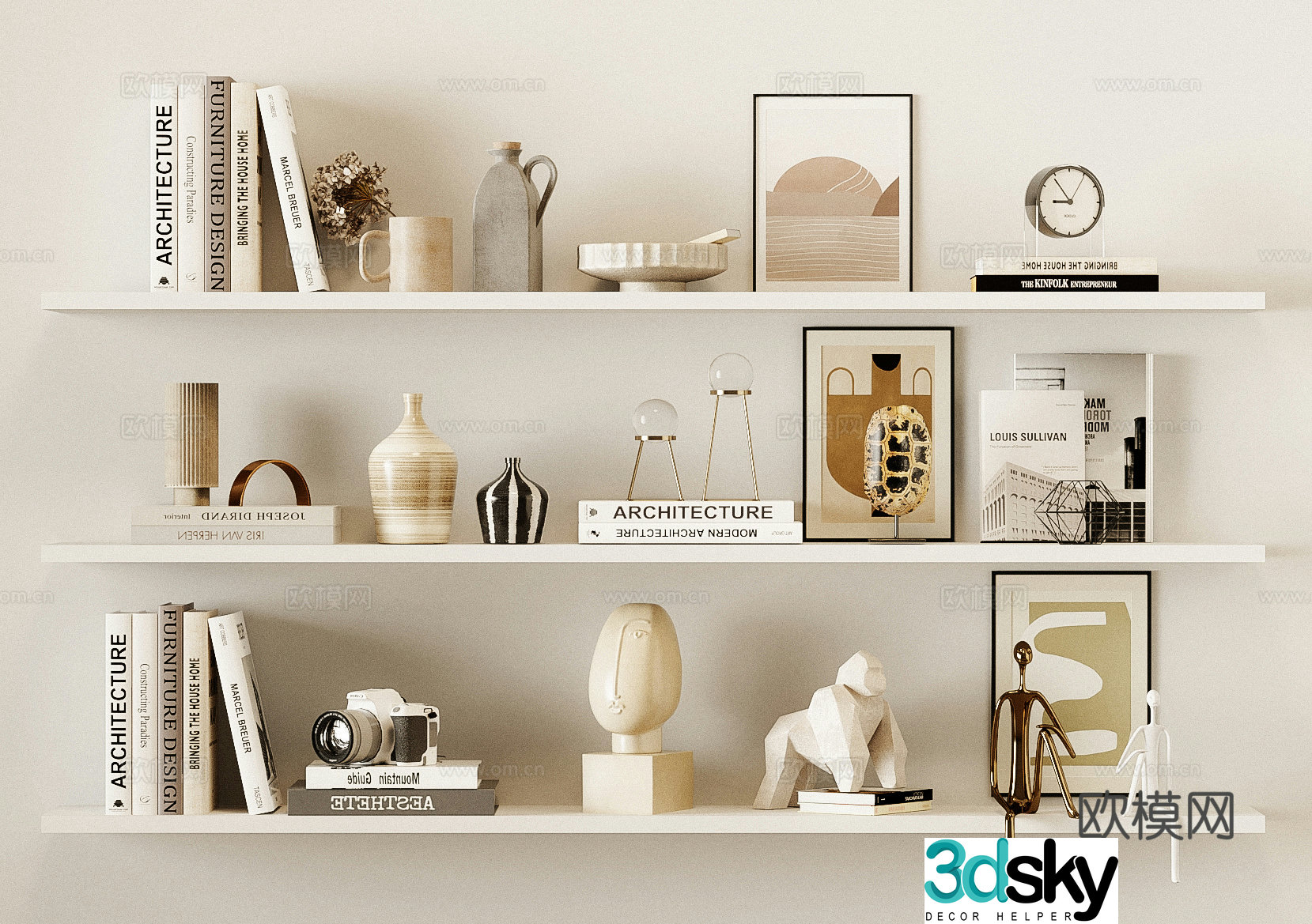 Modern books decorations 3d model