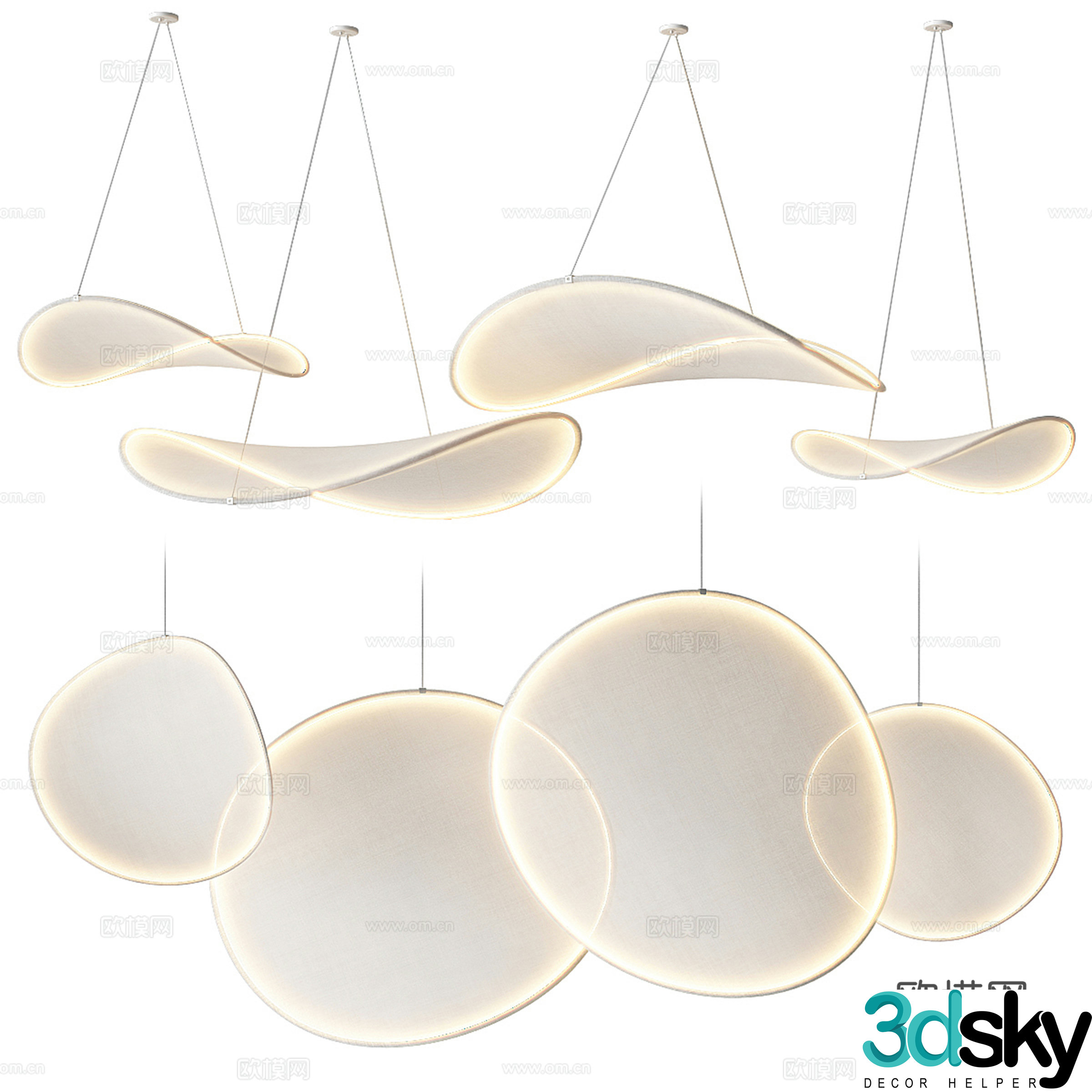 Disc chandelier fabric chandelier 3d model