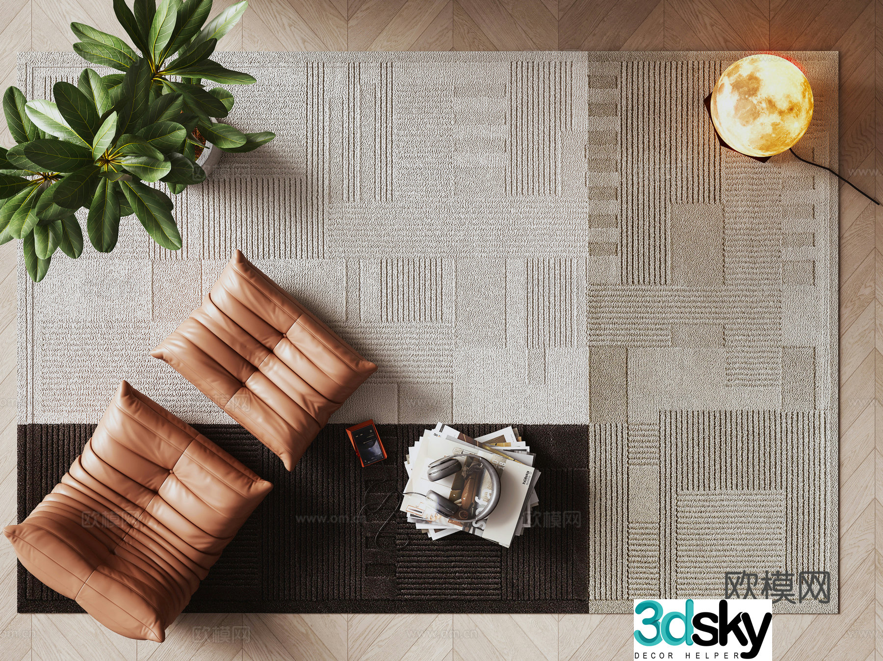 Modern square carpet 3d model