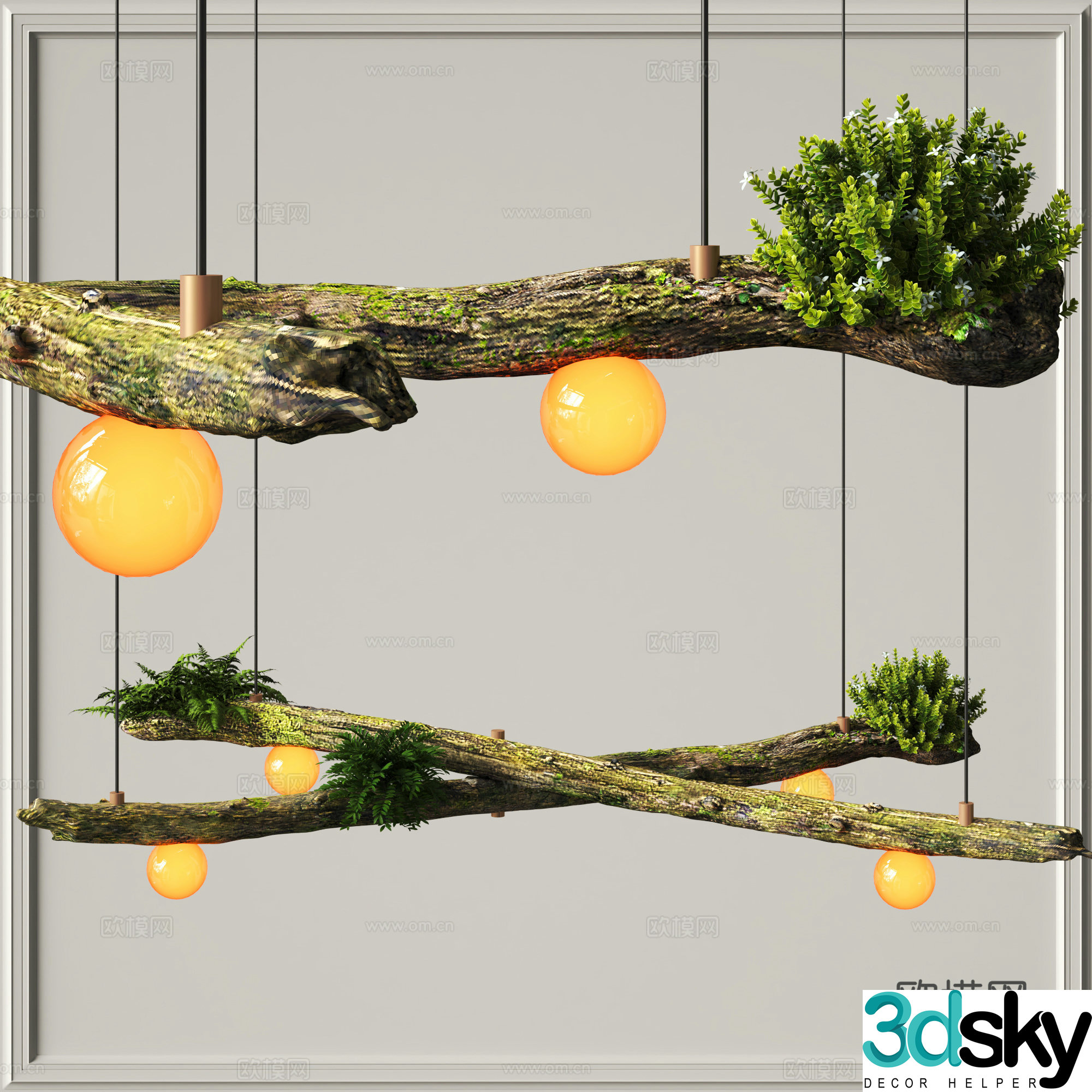 Wabi-sabi chandelier dead wood chandelier 3d model