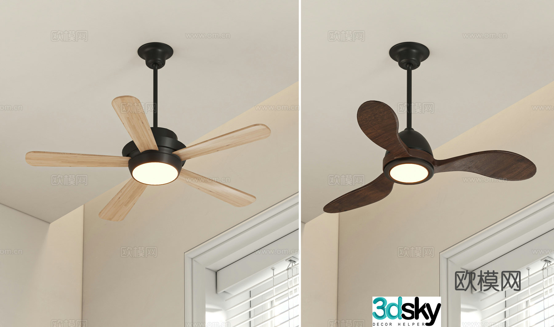 Medieval style ceiling fan lamp fan chandelier 3d model