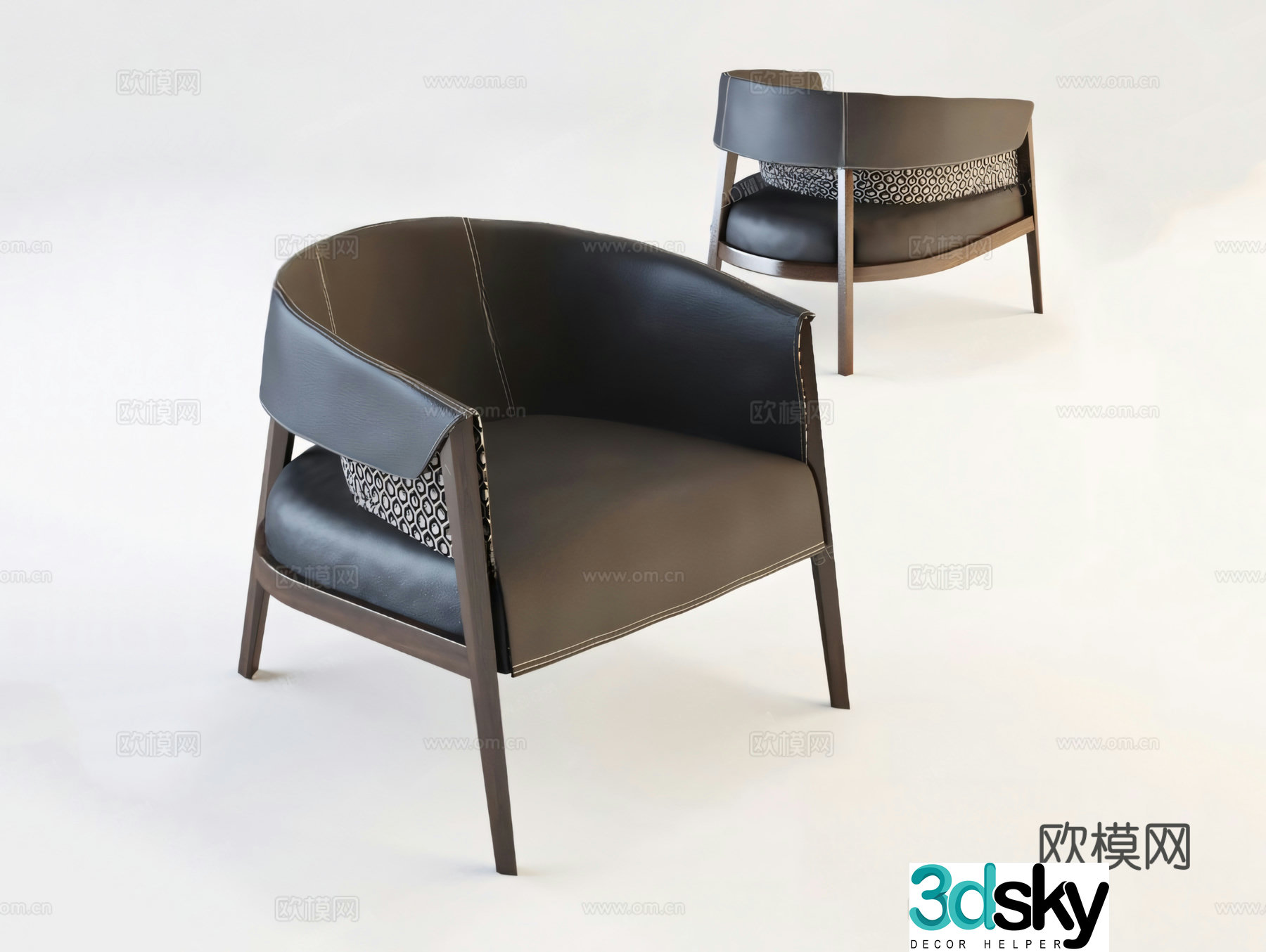Italian style chair leisure chair 3d model