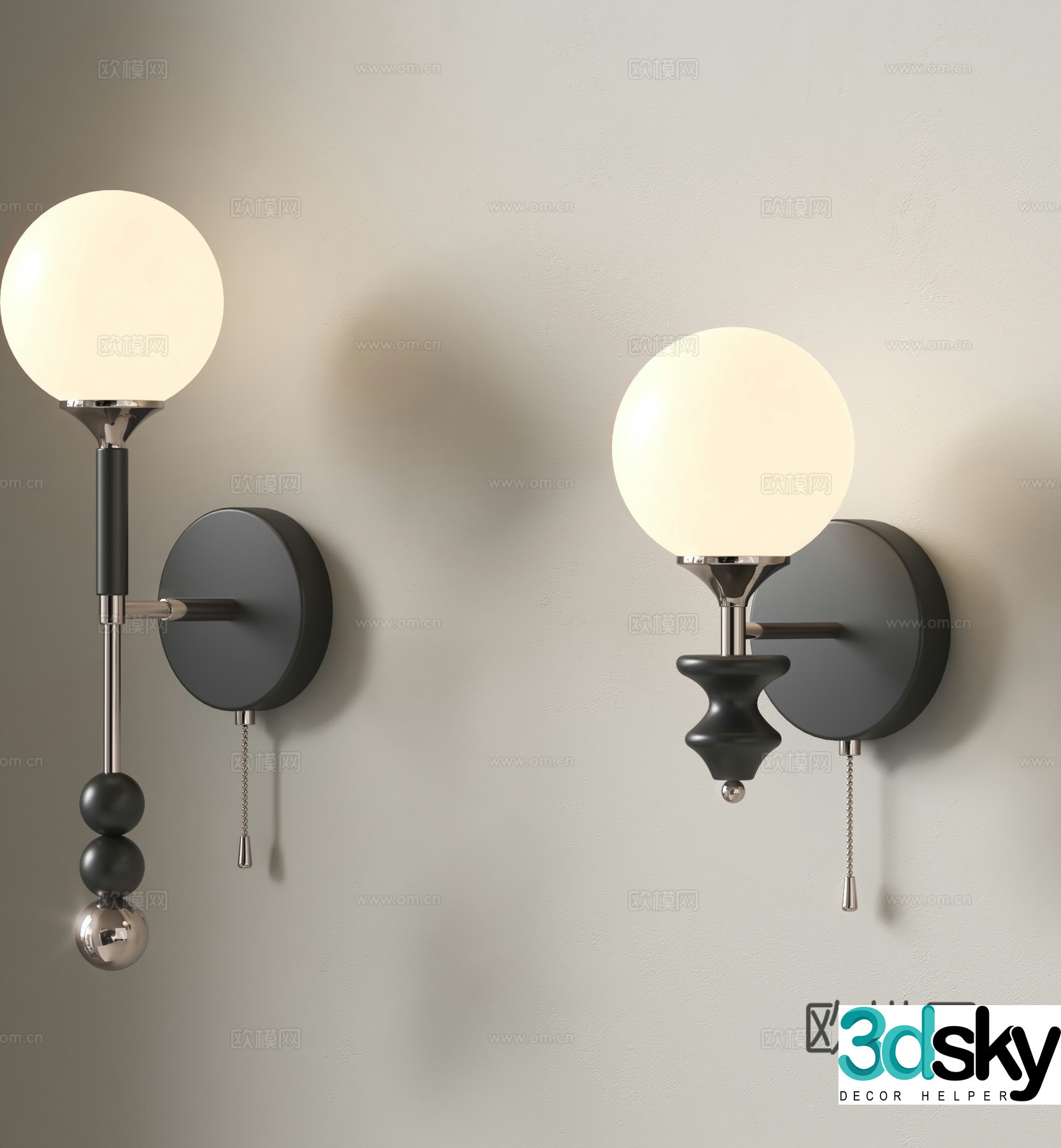 Medieval style wall lamp retro wall lamp 3d model