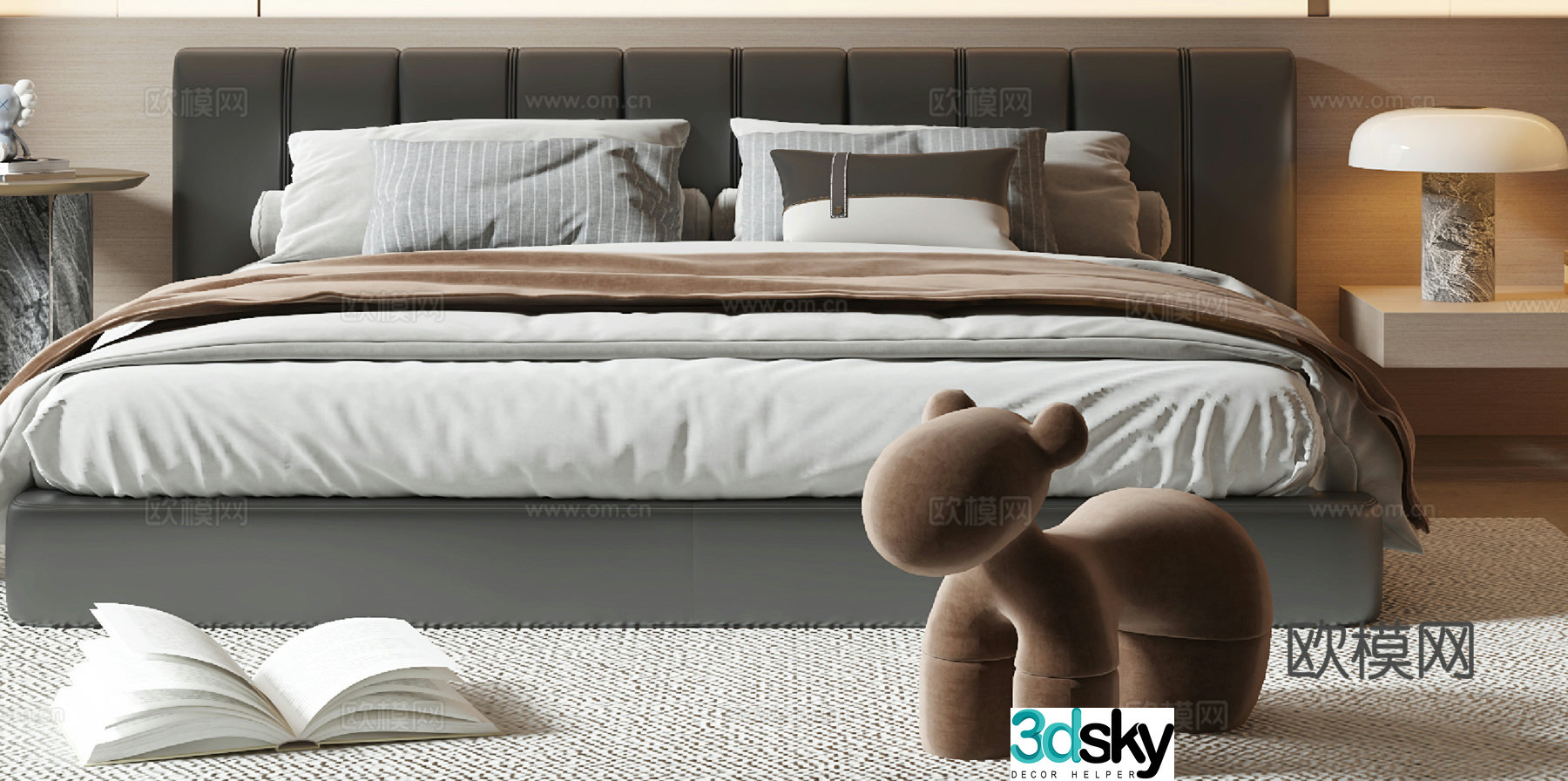 Modern double bed 3d model