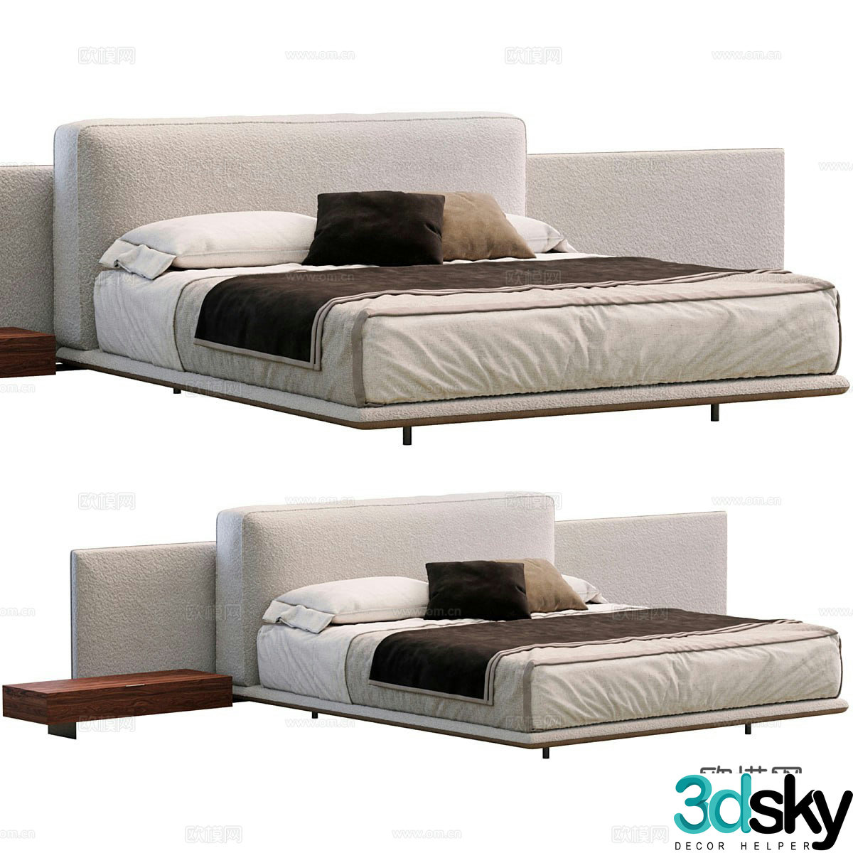 Minotti double bed 3d model