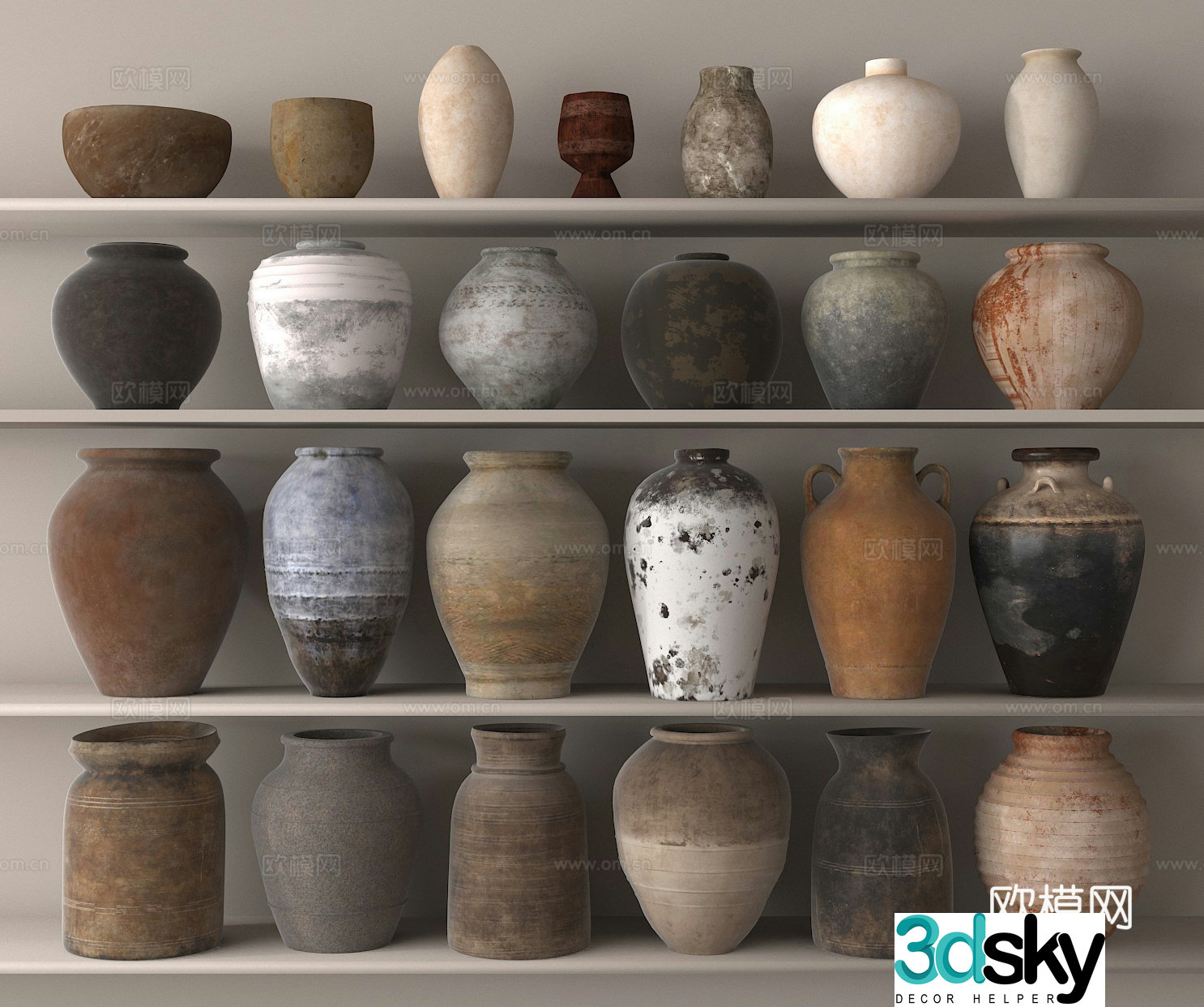 wabi-sabi ceramics pottery vase vessel pottery jar 3d model