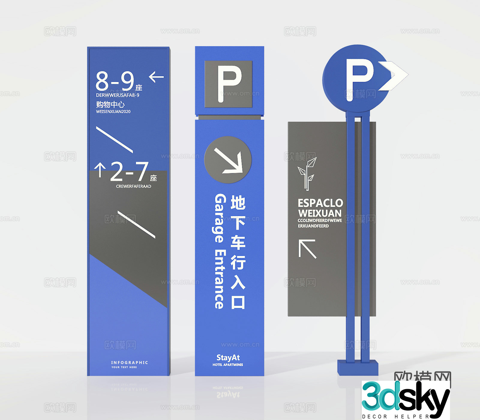 Parking lot sign sign underground parking lot 3d model