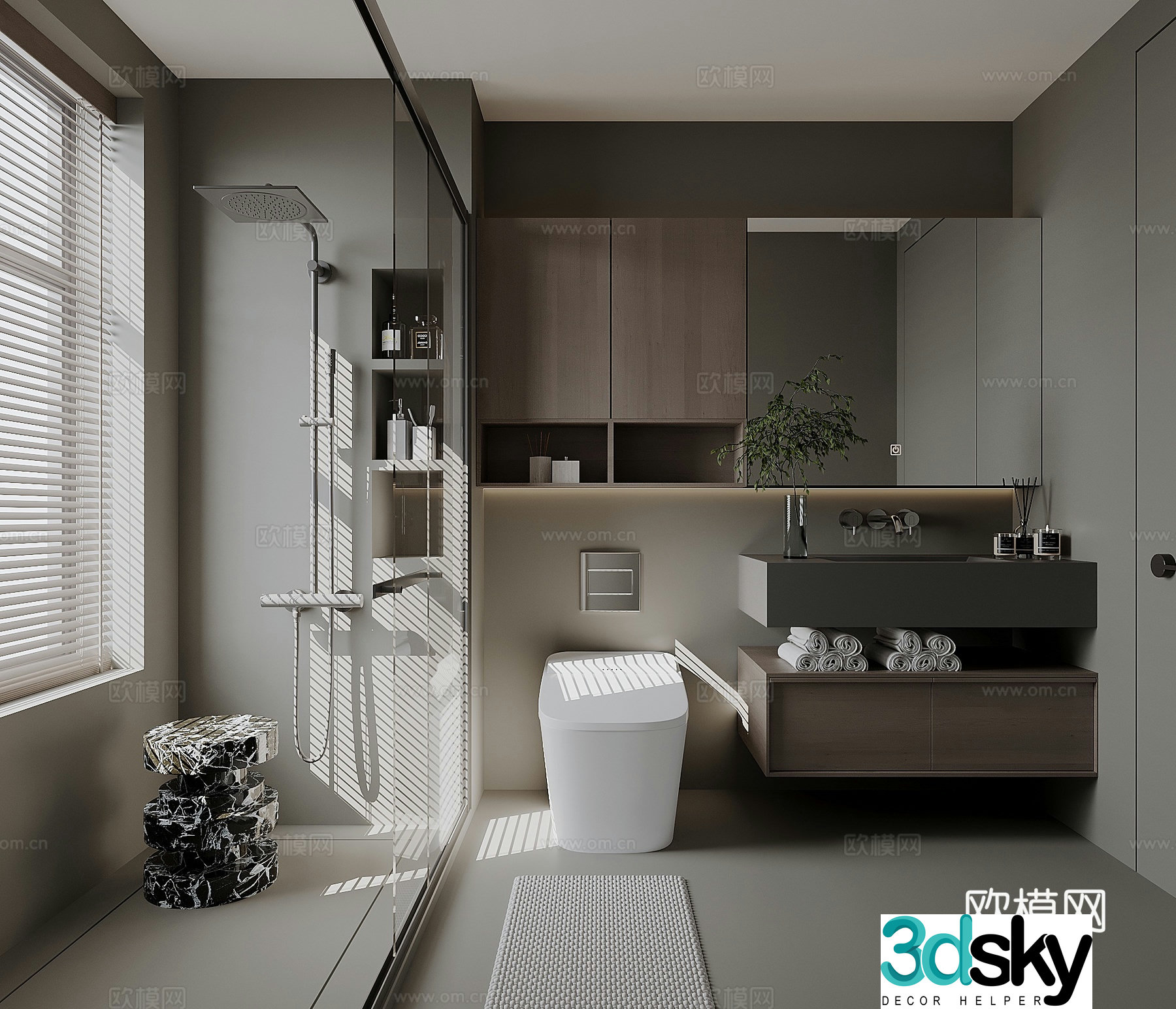 Modern bathroom bathroom toilet 3d model