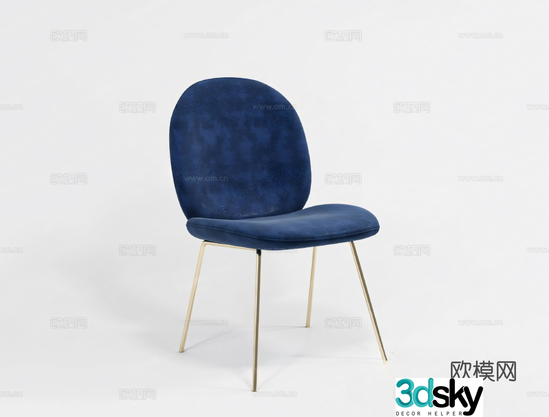 Modern velvet seat dining chair 3d model