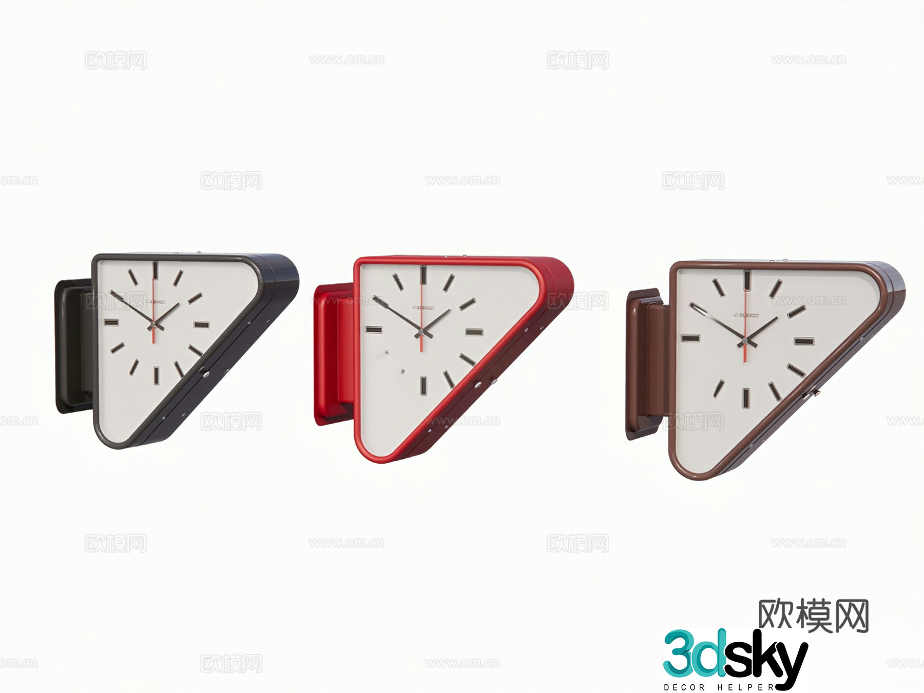 Clock wall lamp triangle wall clock 3d model
