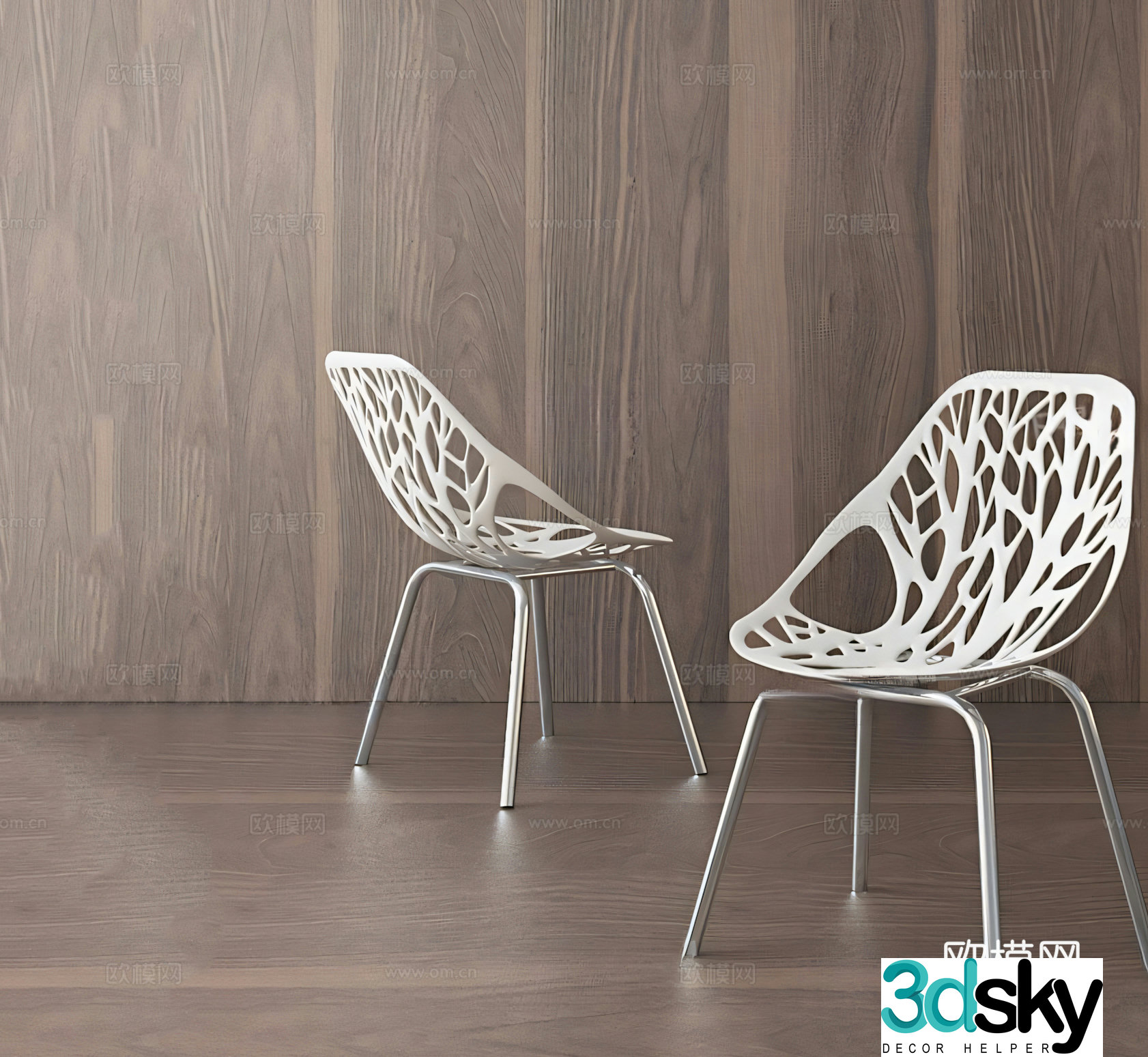 Modern branch dining chair single chair negotiation chair 3d model