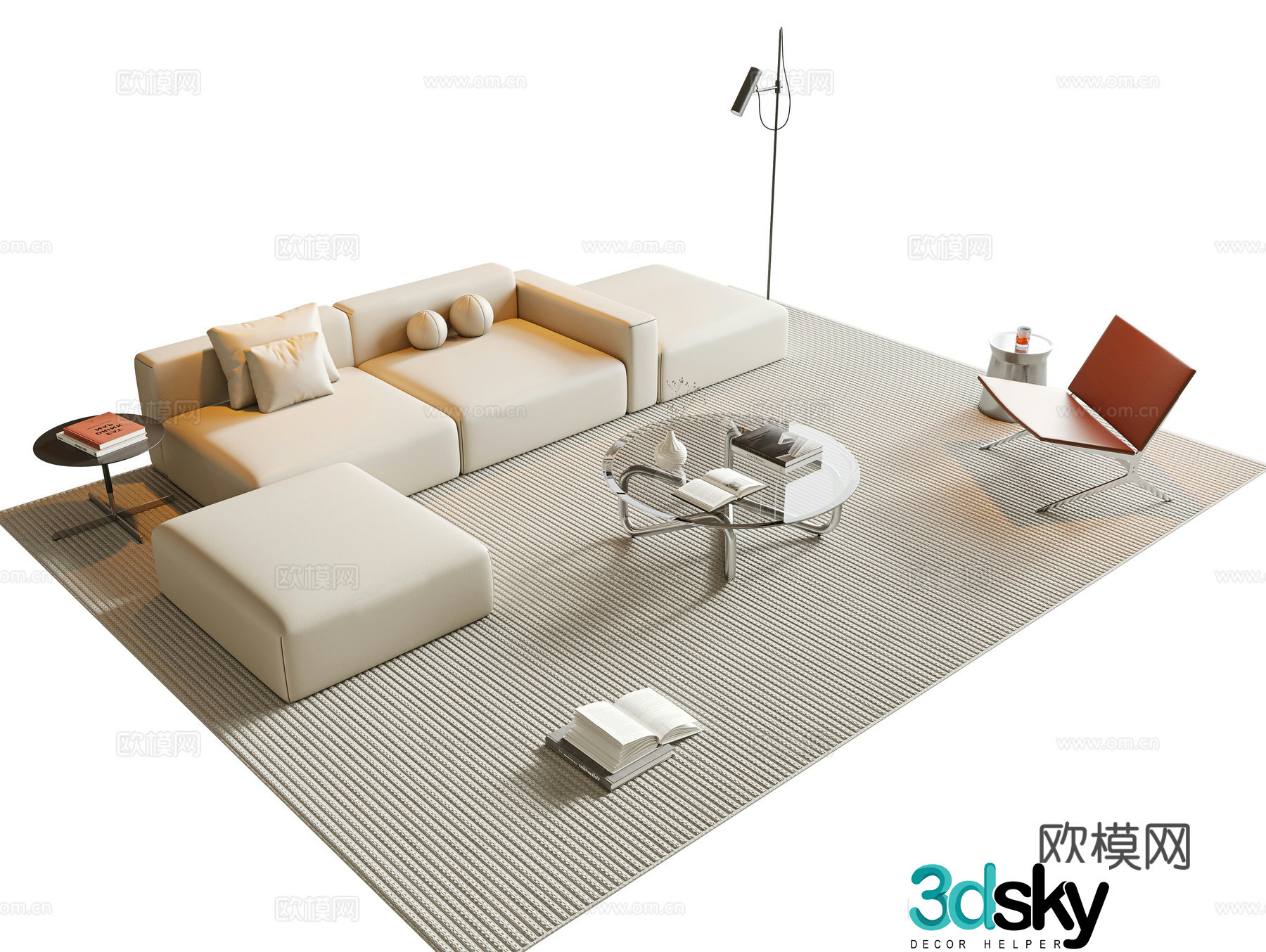 Cream style modular sofa 3d model
