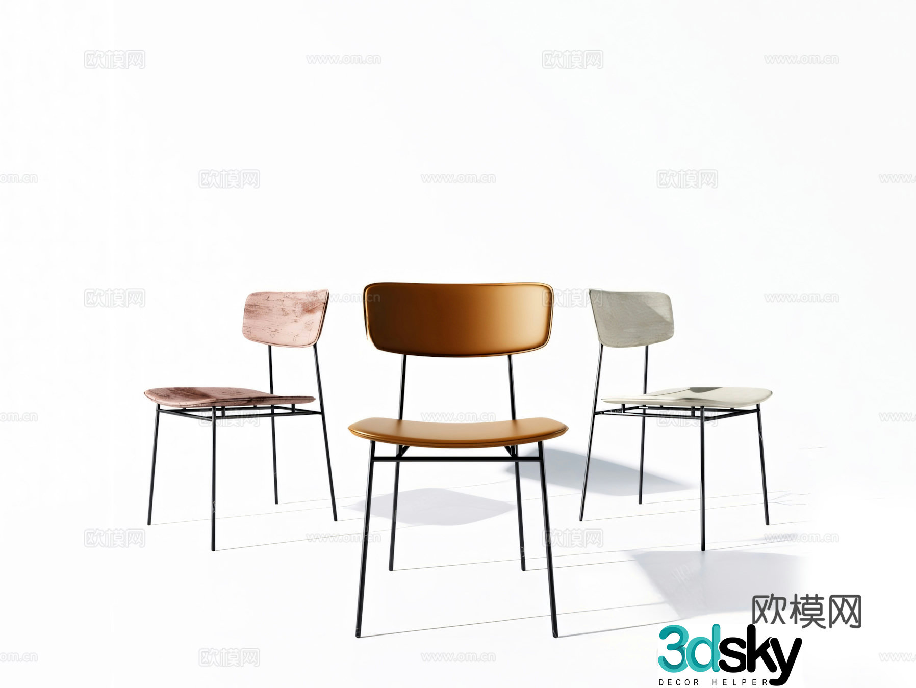 Single chair dining chair chair 3d model