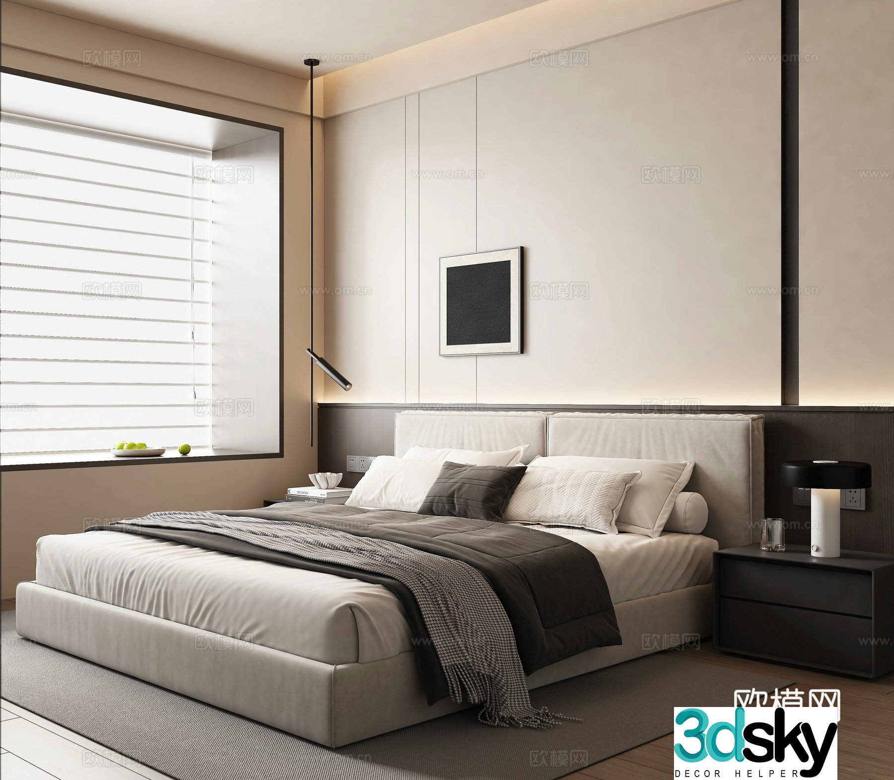 Modern double bed 3d model