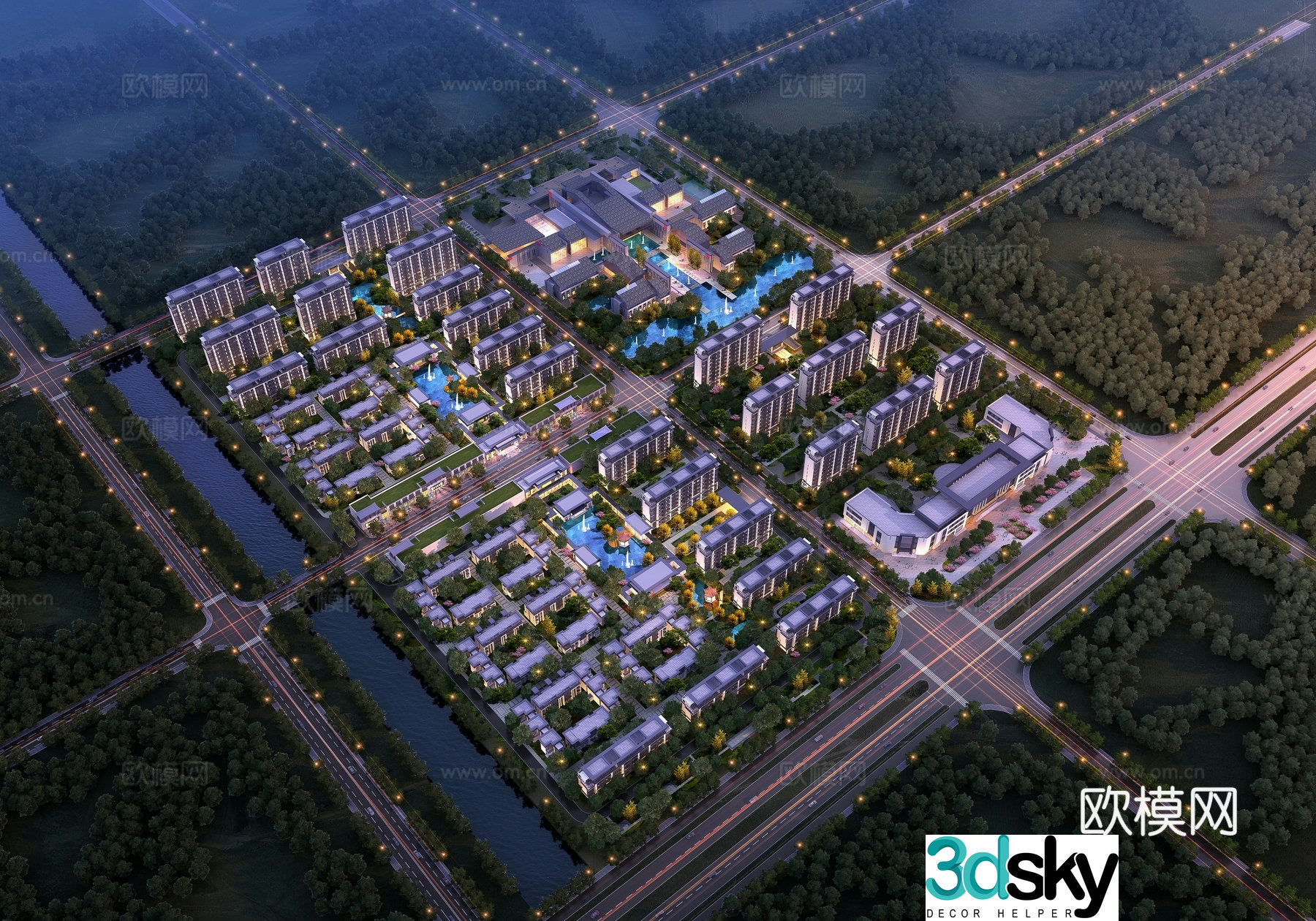 New Chinese style residential area aerial view 3D model