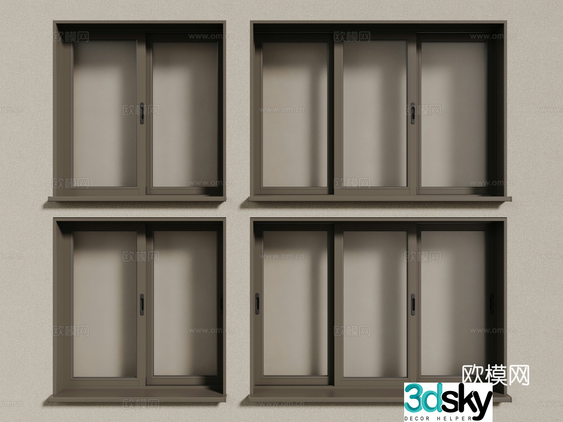 Modern windows aluminum alloy windows casement windows floor-to-ceiling windows 3d model