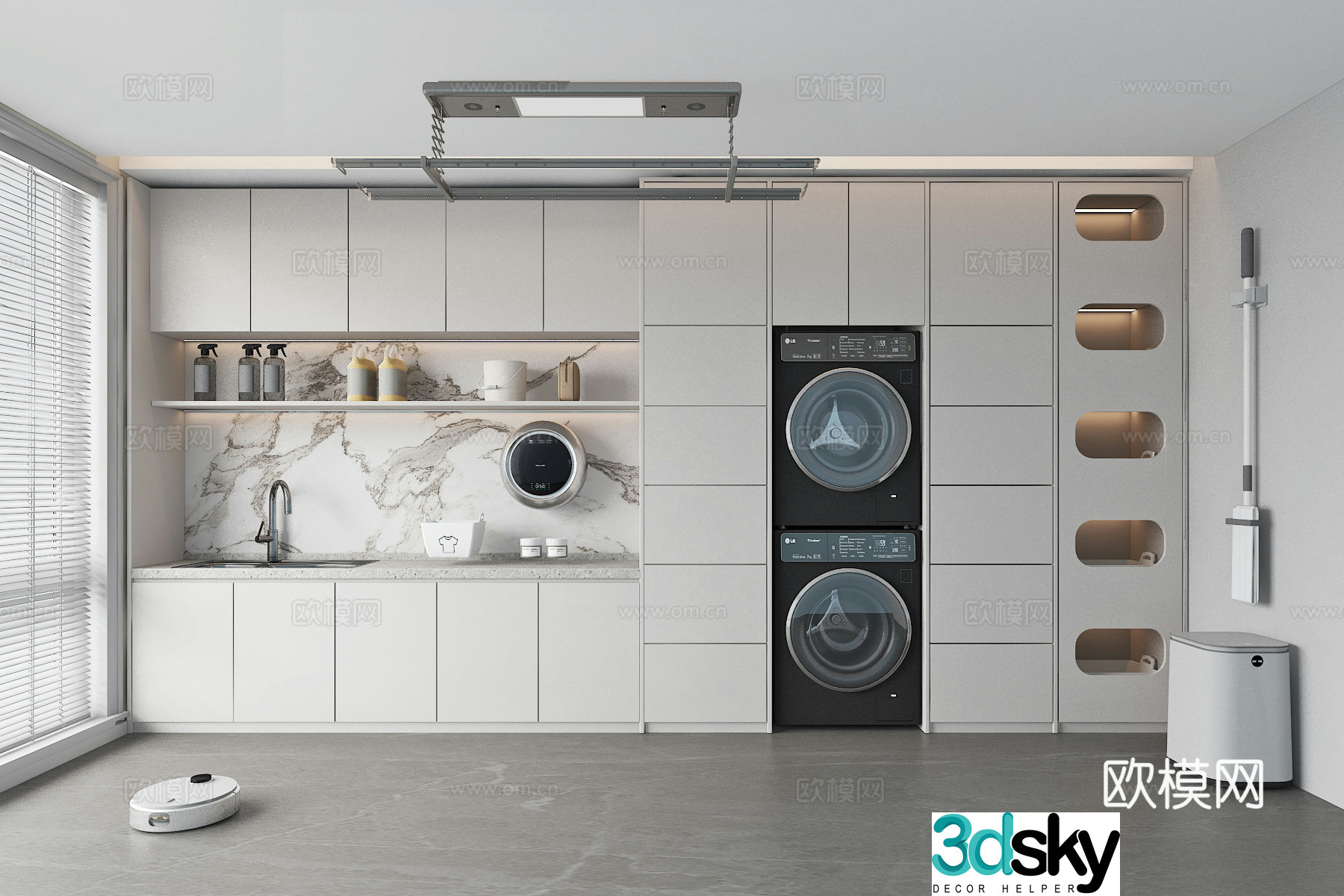Modern balcony washing machine cabinet 3d model